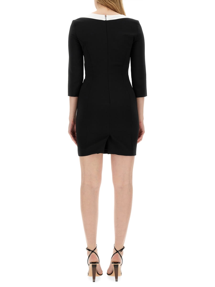 Shop Moschino Crepe House Symbols Dress !? In Black