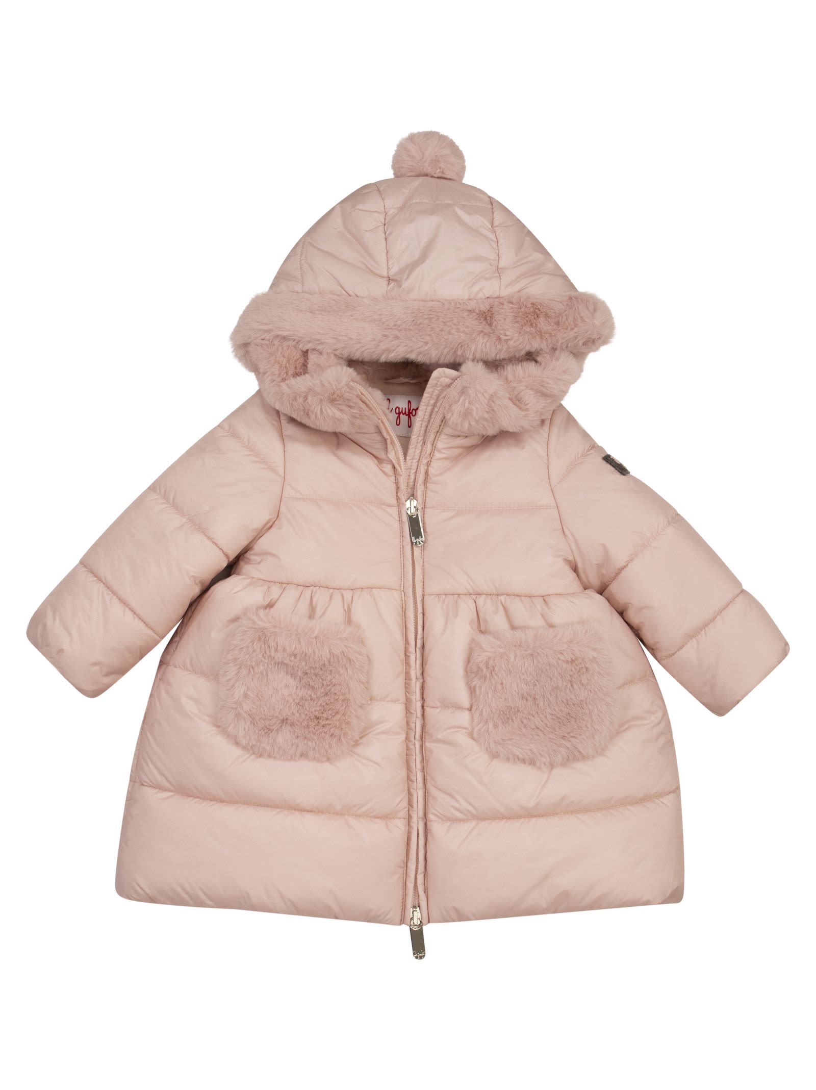 Il Gufo Kids' Long Jacket With Hood And Pompom In Pink