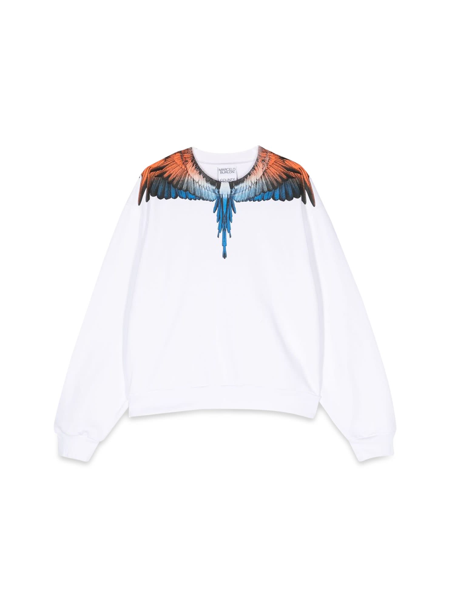 Marcelo Burlon County Of Milan Kids' Regular Crewneck Wings Sweater In Bianco