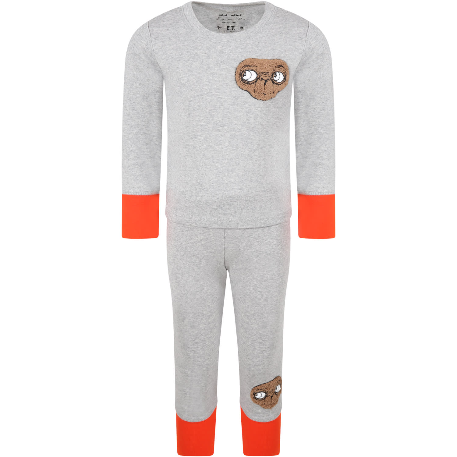 Mini Rodini Gray Pajamas For Kids With E.t.