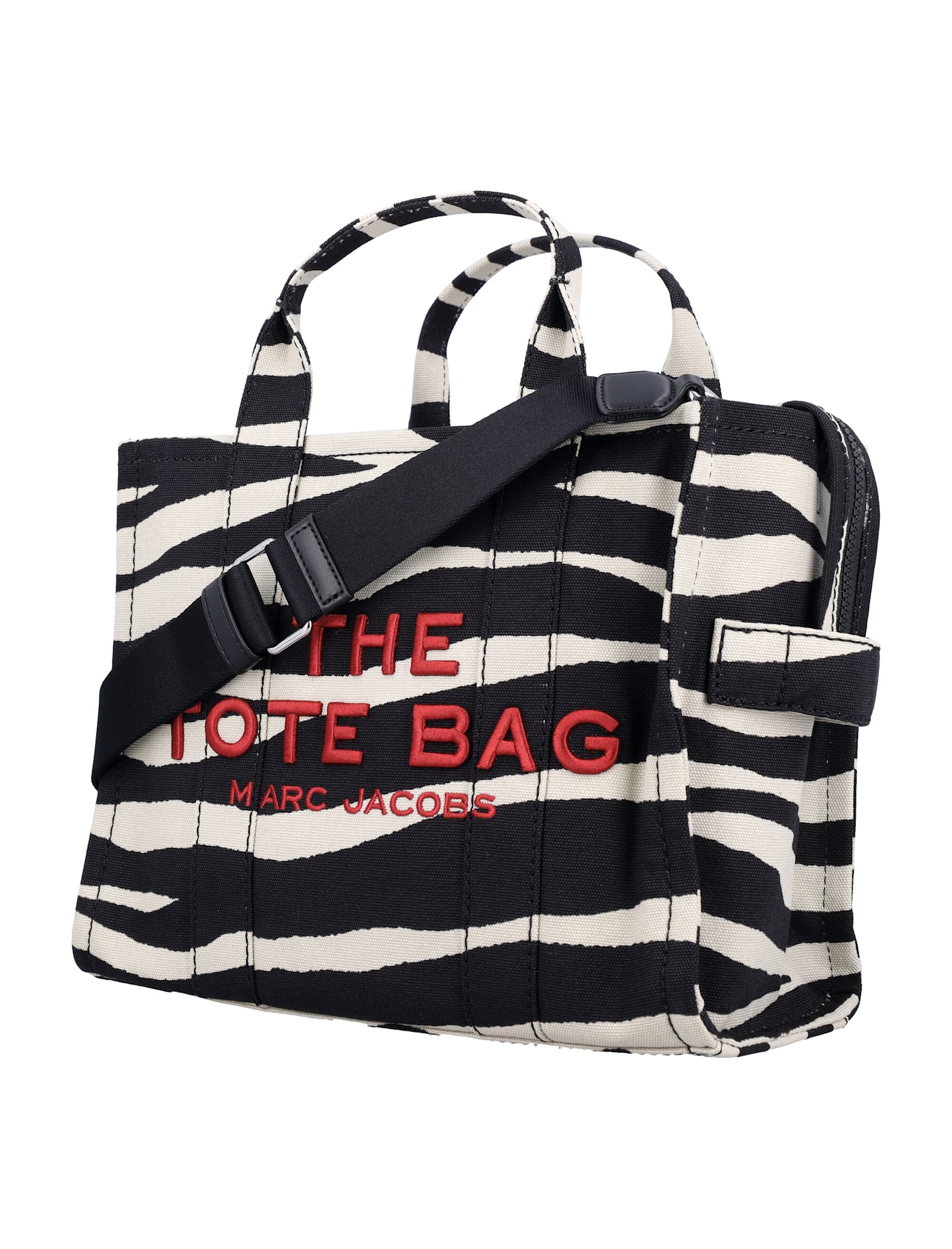 Shop Marc Jacobs The Zebra Canvas Medium Tote Bag