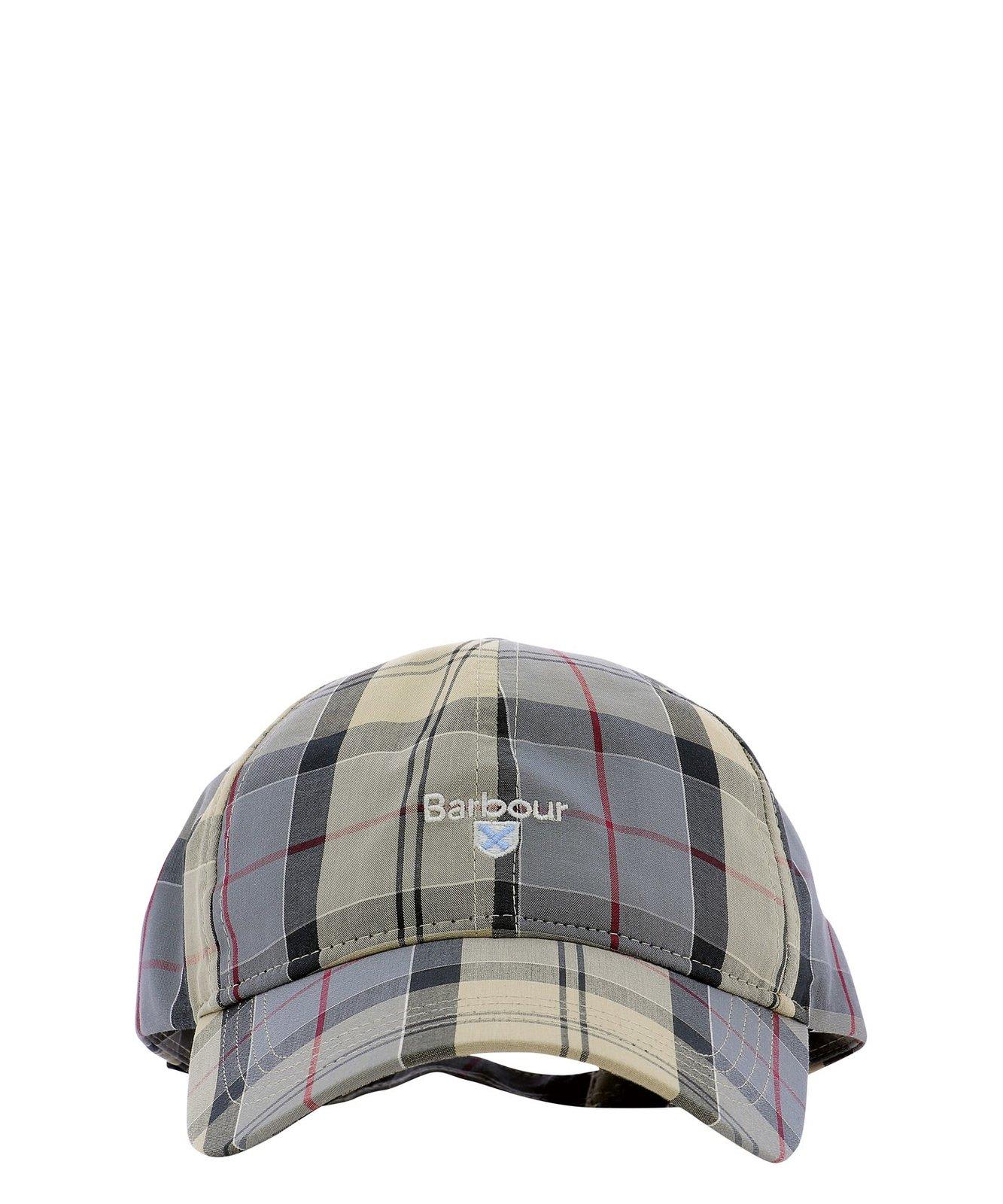 Logo Embroidered Tartan Printed Cap