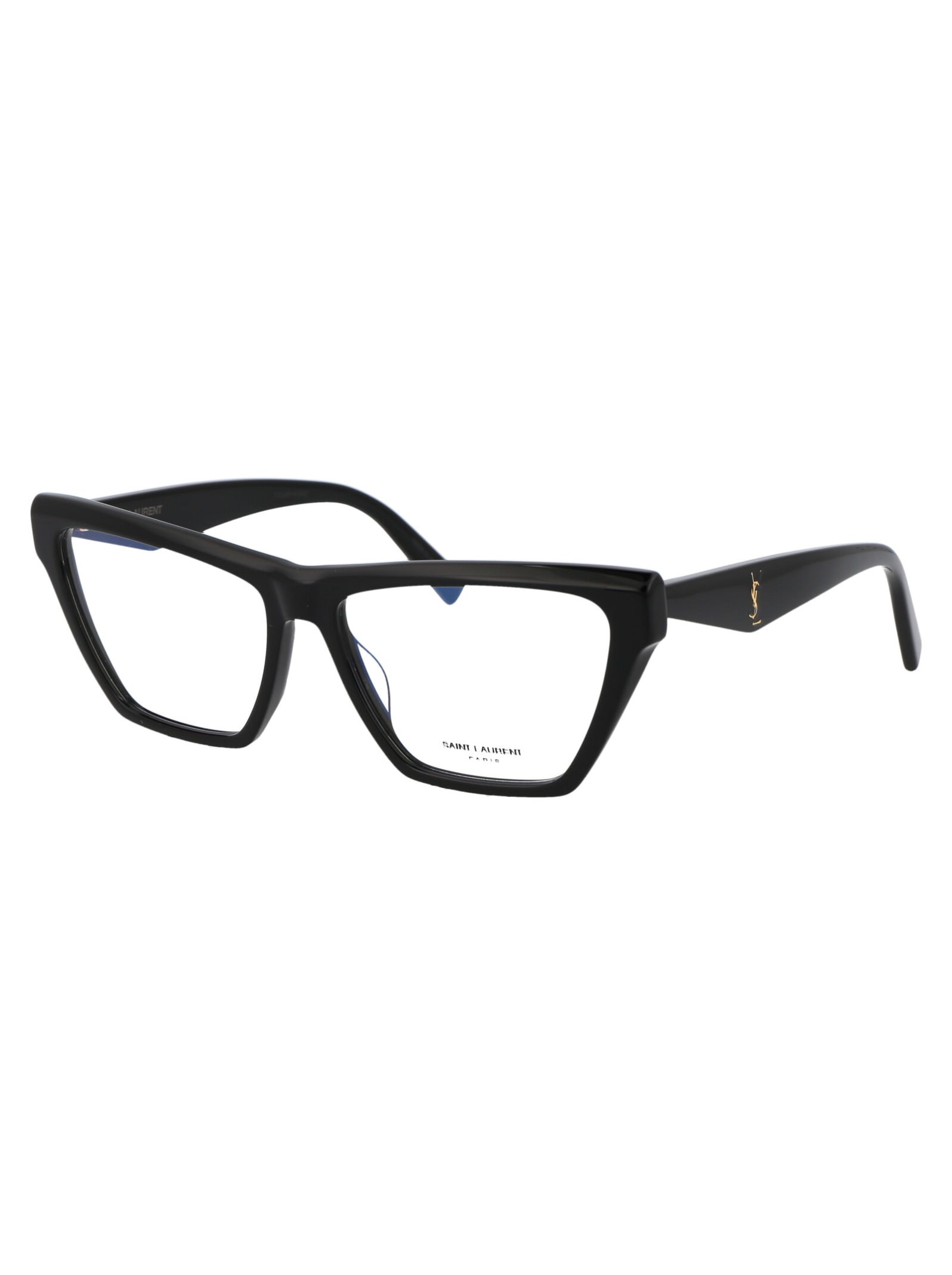 Shop Saint Laurent Sl M103 Opt Glasses In 001 Black Black Transparent