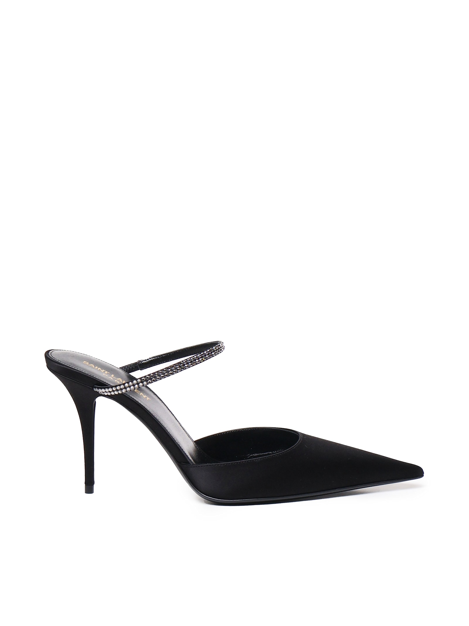 Shop Saint Laurent Slingback Barbara In Satin In Black