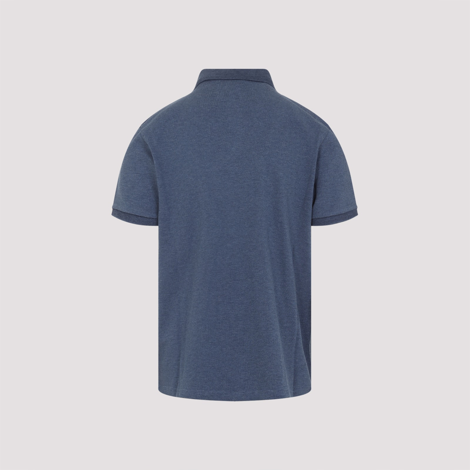 Moncler Blue Tricol-trimmed Pique Polo Shirt In Blue