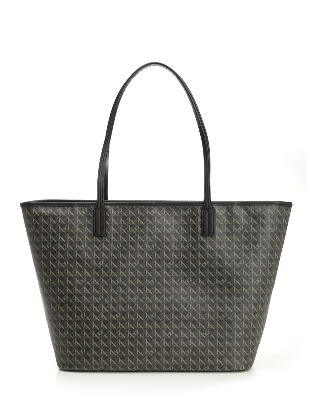 Tory Burch Spacious Black Cotton Tote With Structured Silhouette In Green
