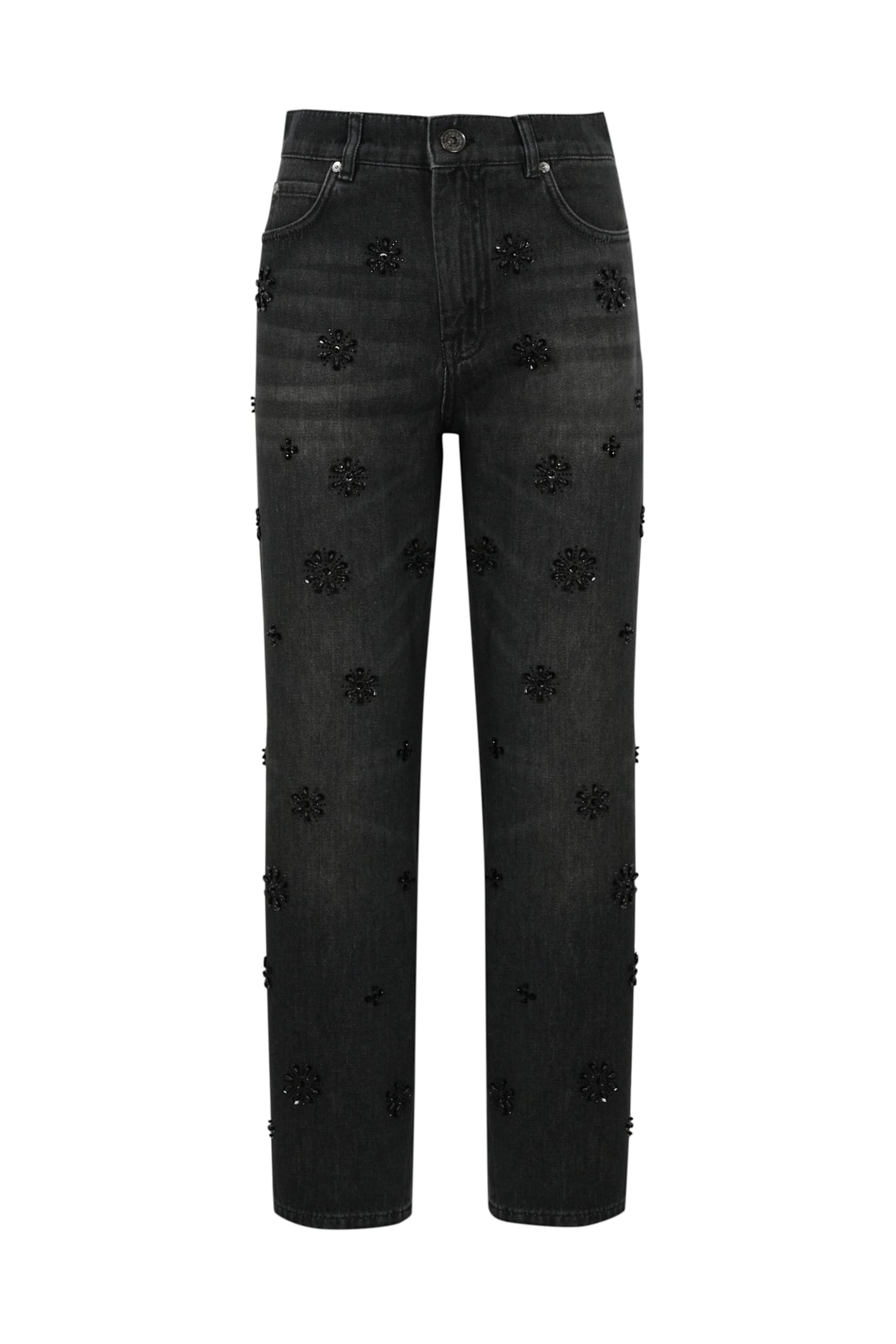 Shop Weekend Max Mara Manetta Jeans In Denim With Sequins In Nero Scuro
