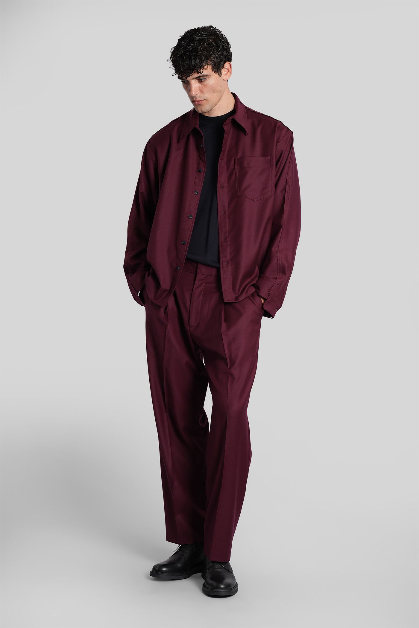 Costumein Vincent Pants In Bordeaux Wool In Burgundy