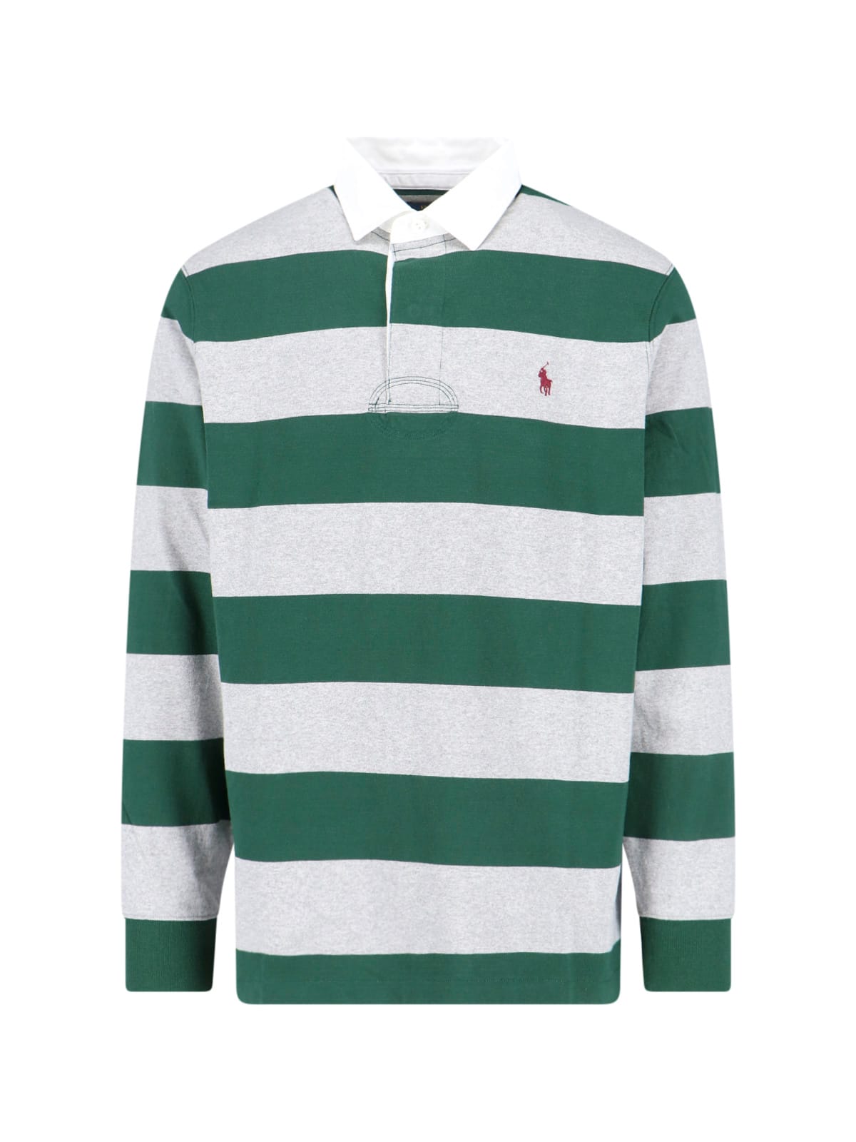 Polo Ralph Lauren Striped Pattern Long Sleeve Polo Shirt In Green