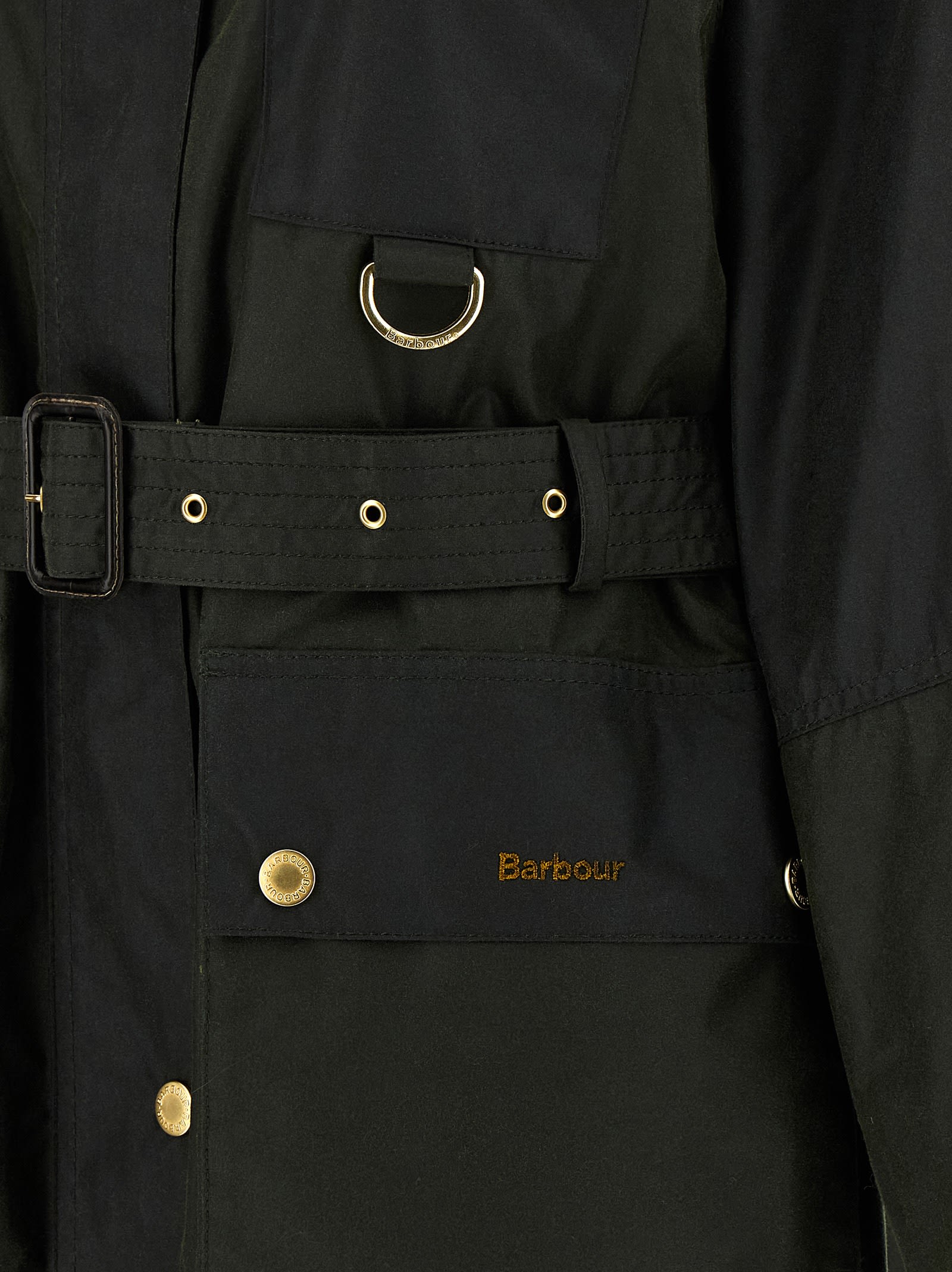 Barbour Belted Tartan-cuff Coat In Green