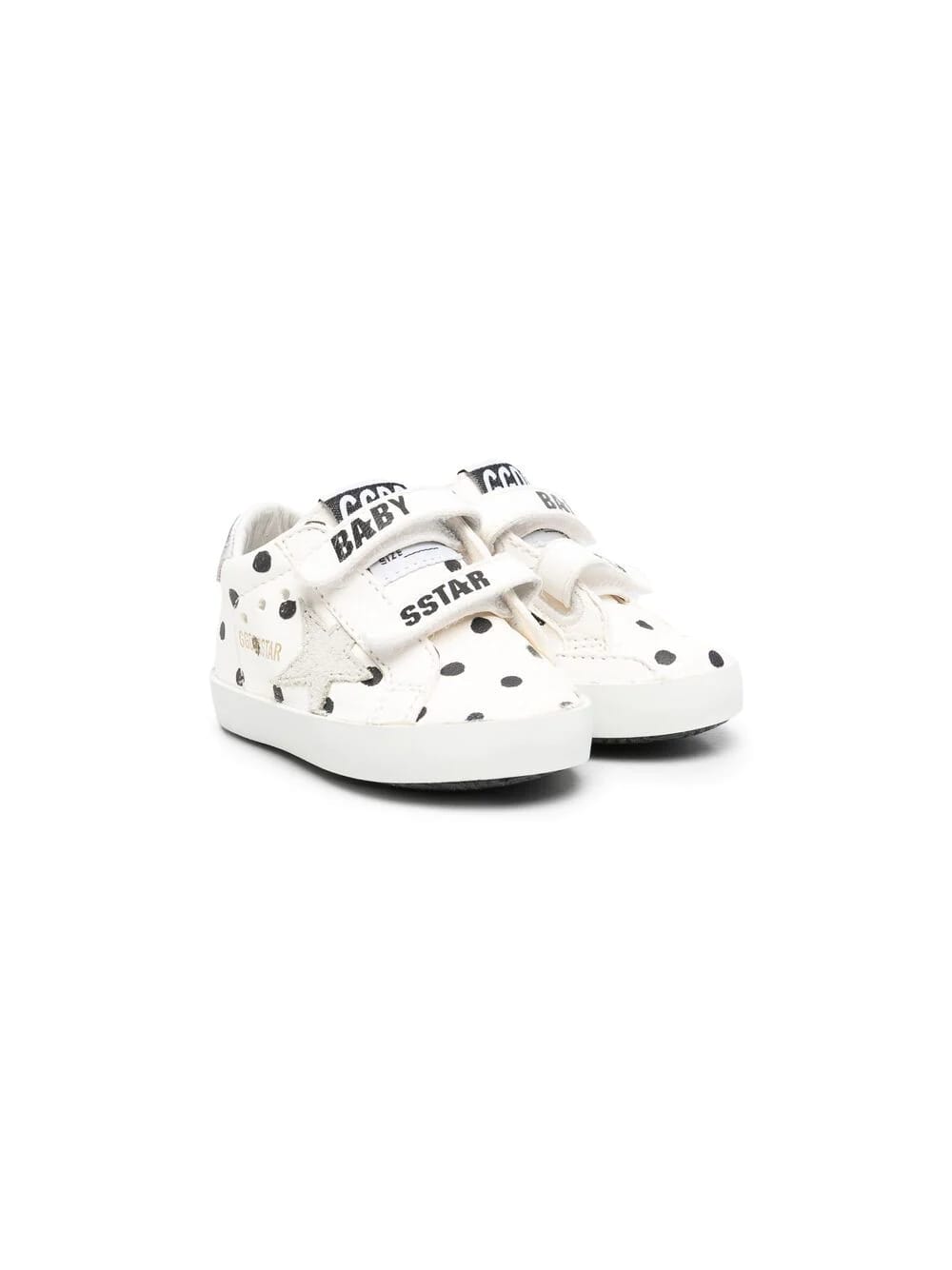 GOLDEN GOOSE NEWBORN WHITE SUPER-STAR SNEAKERS WITH BLACK POLKA DOTS,GIF00166-F001240 10532