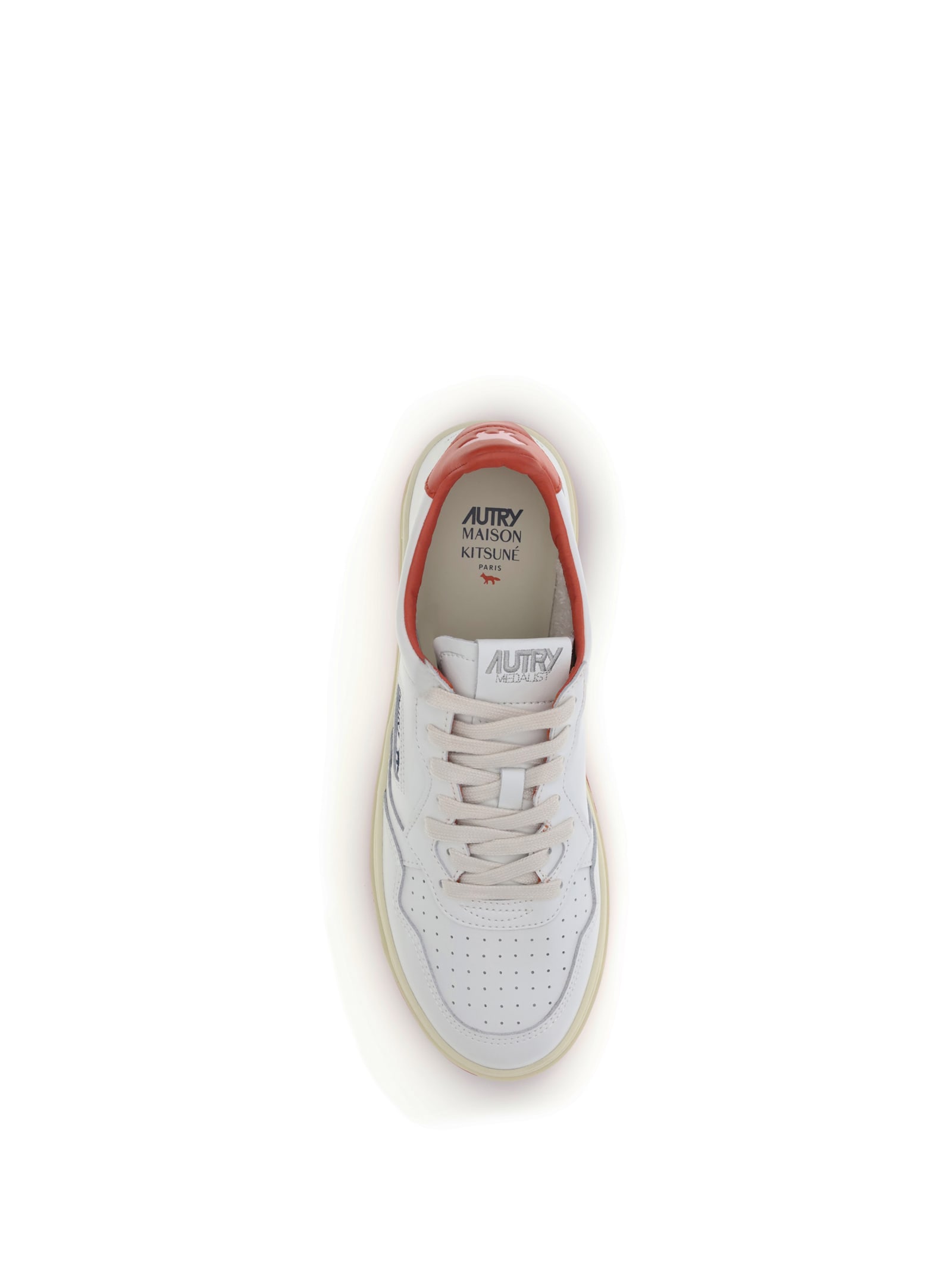 Autry X Maison Kitsune Medalist Low Top Sneakers In White