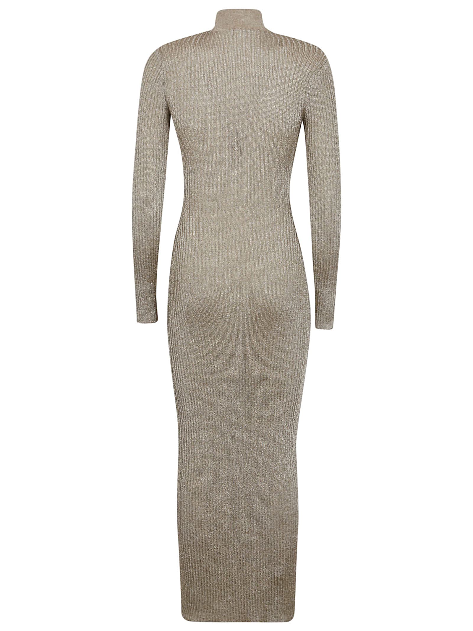 Self-portrait Lurex Knitted Maxi Dress In Gold
