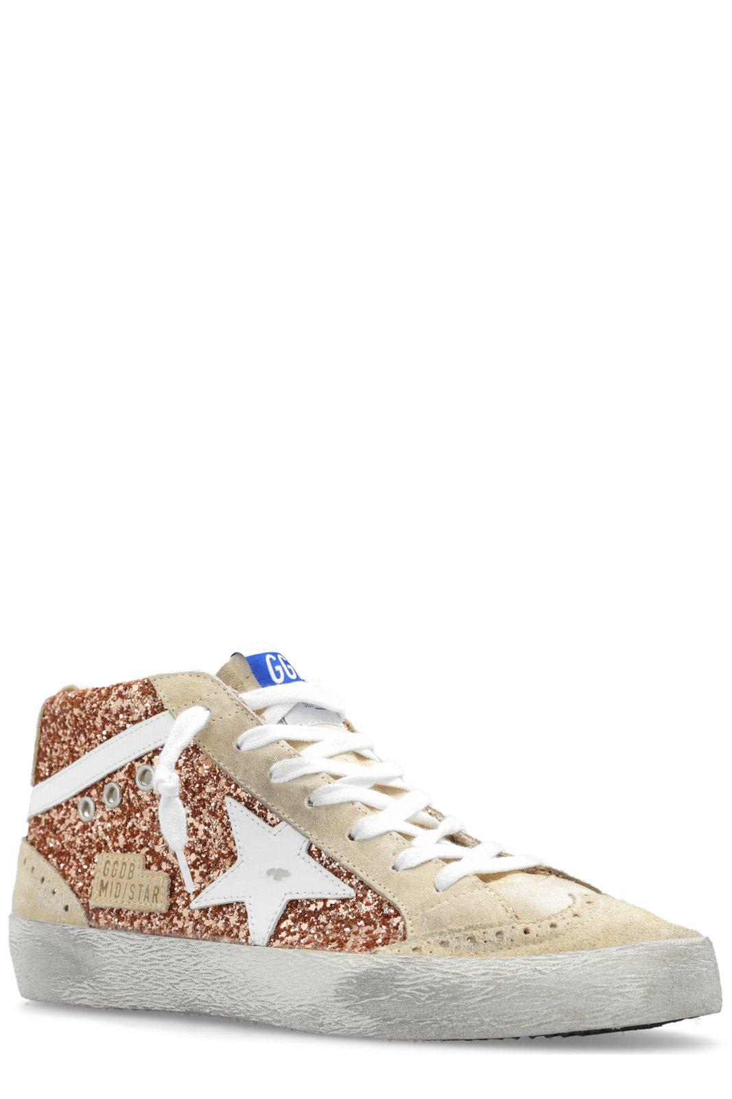 Shop Golden Goose Mid Star High-top Glittered Sneakers In Pink