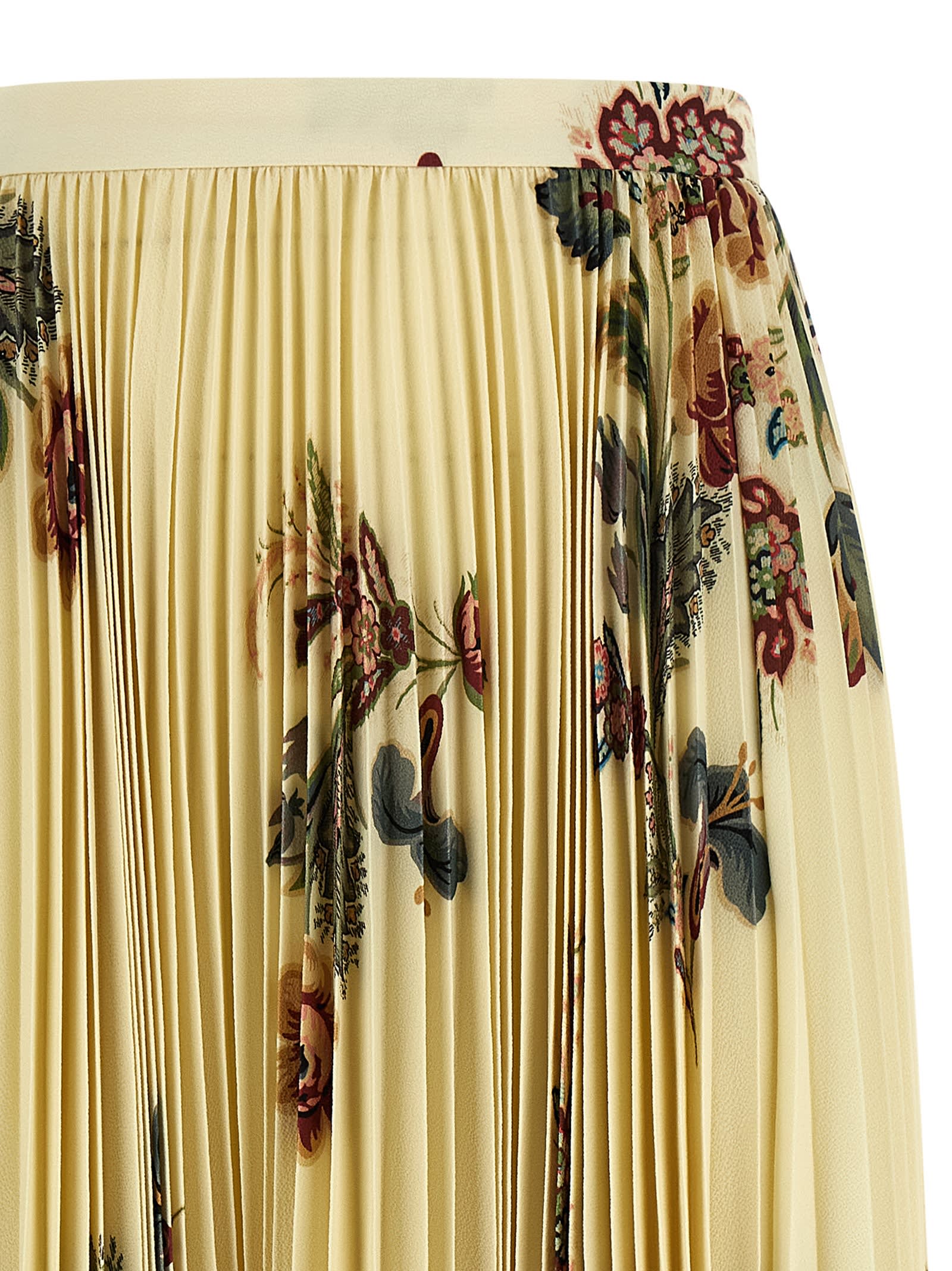 Etro Floral Print Pleated Midi Skirt In Multi