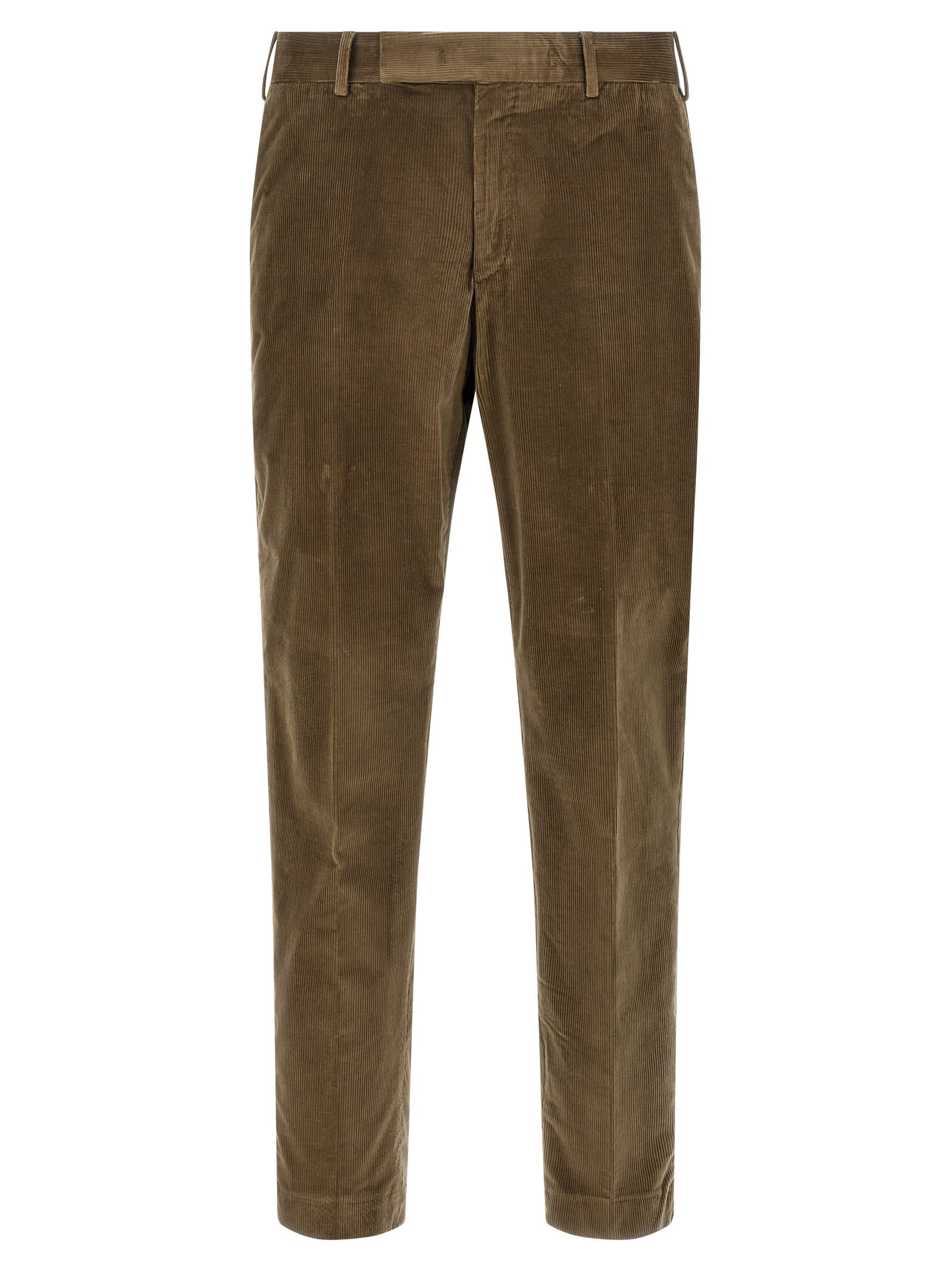 Pt Torino Cappuccino Stretch Corduroy Pant In Green