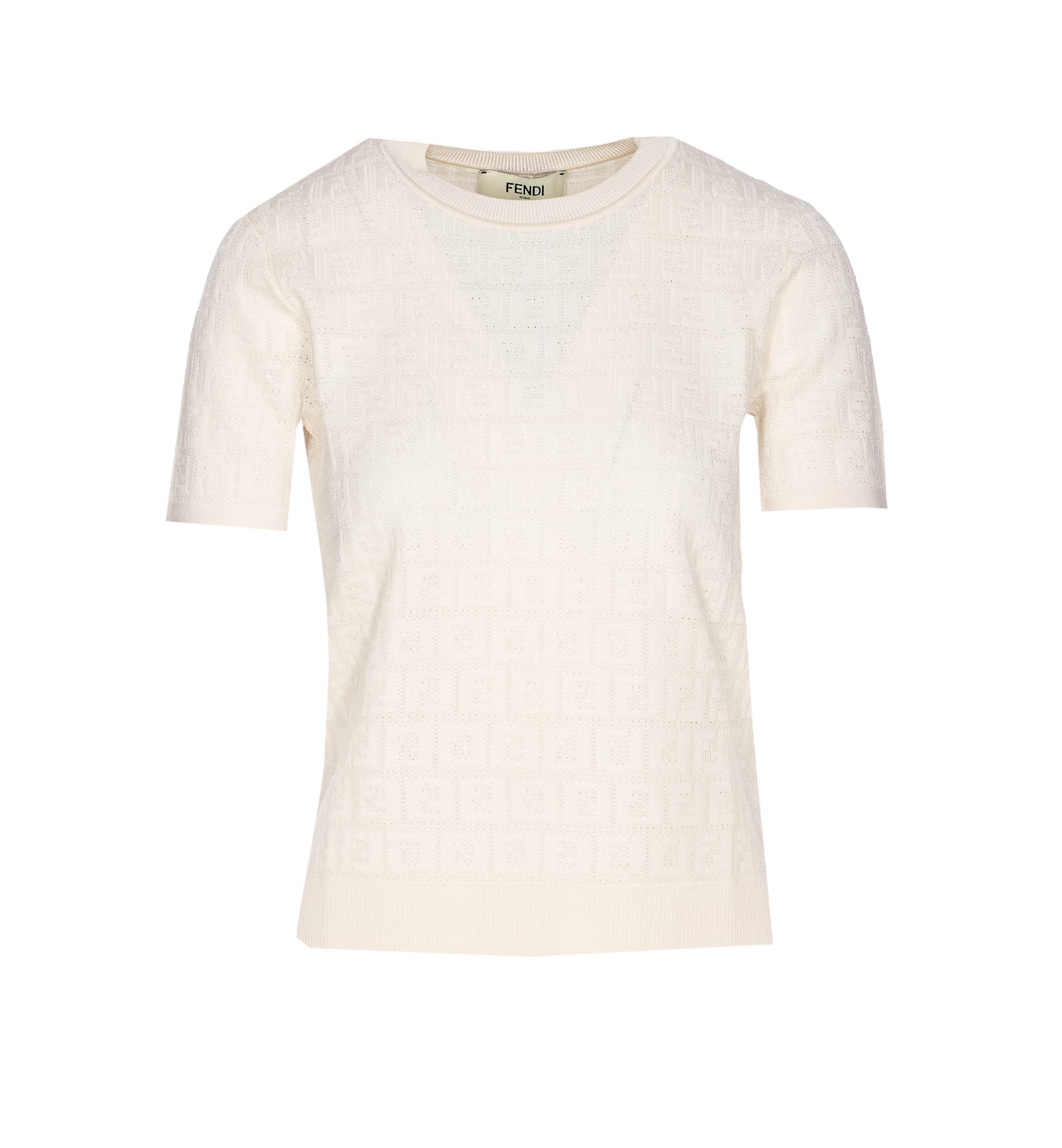 Shop Fendi Ff Logo Knitted T-shirt