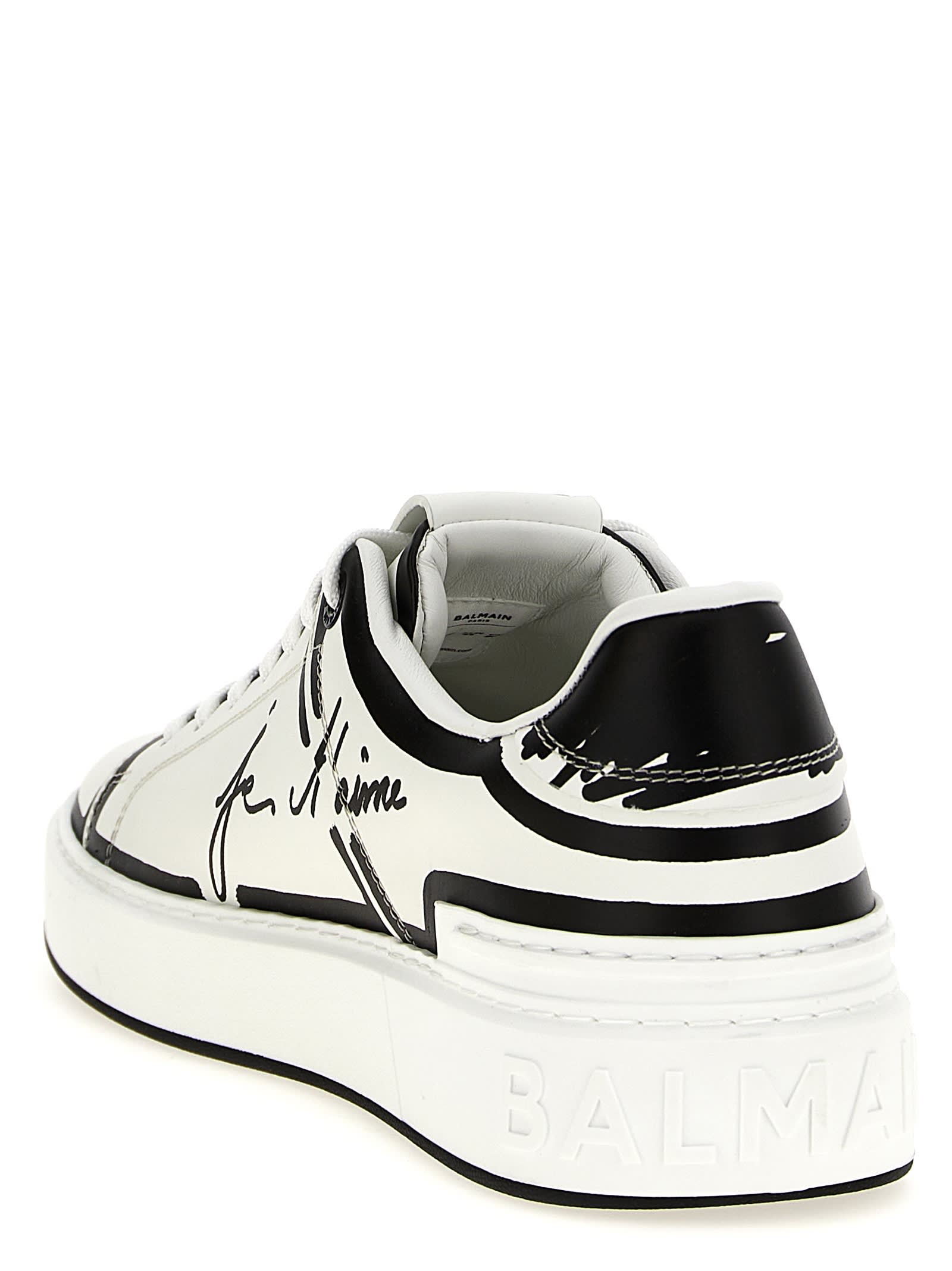 Balmain B-court White And Black Low-top Sneaker In