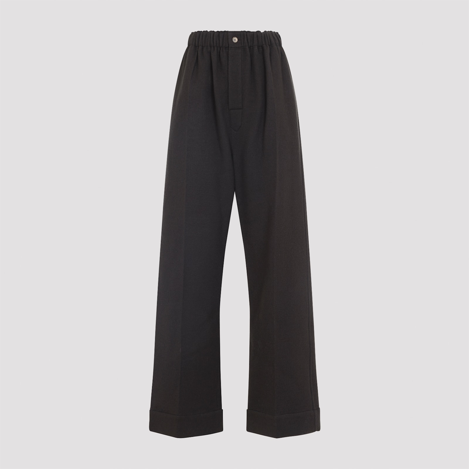Carven Elasticated-waist Cuffed Straight Trousers In Black