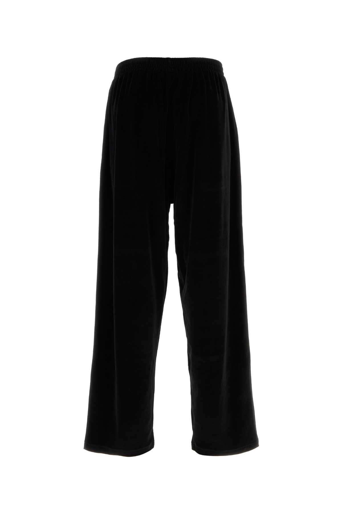 Balenciaga Black Velvet Wide-leg Pant In Blackwhite
