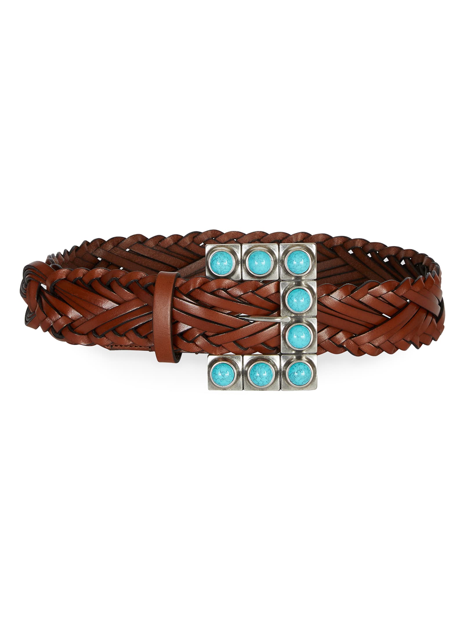 ETRO BRAIDED LEATHER BELT WITH STUDS