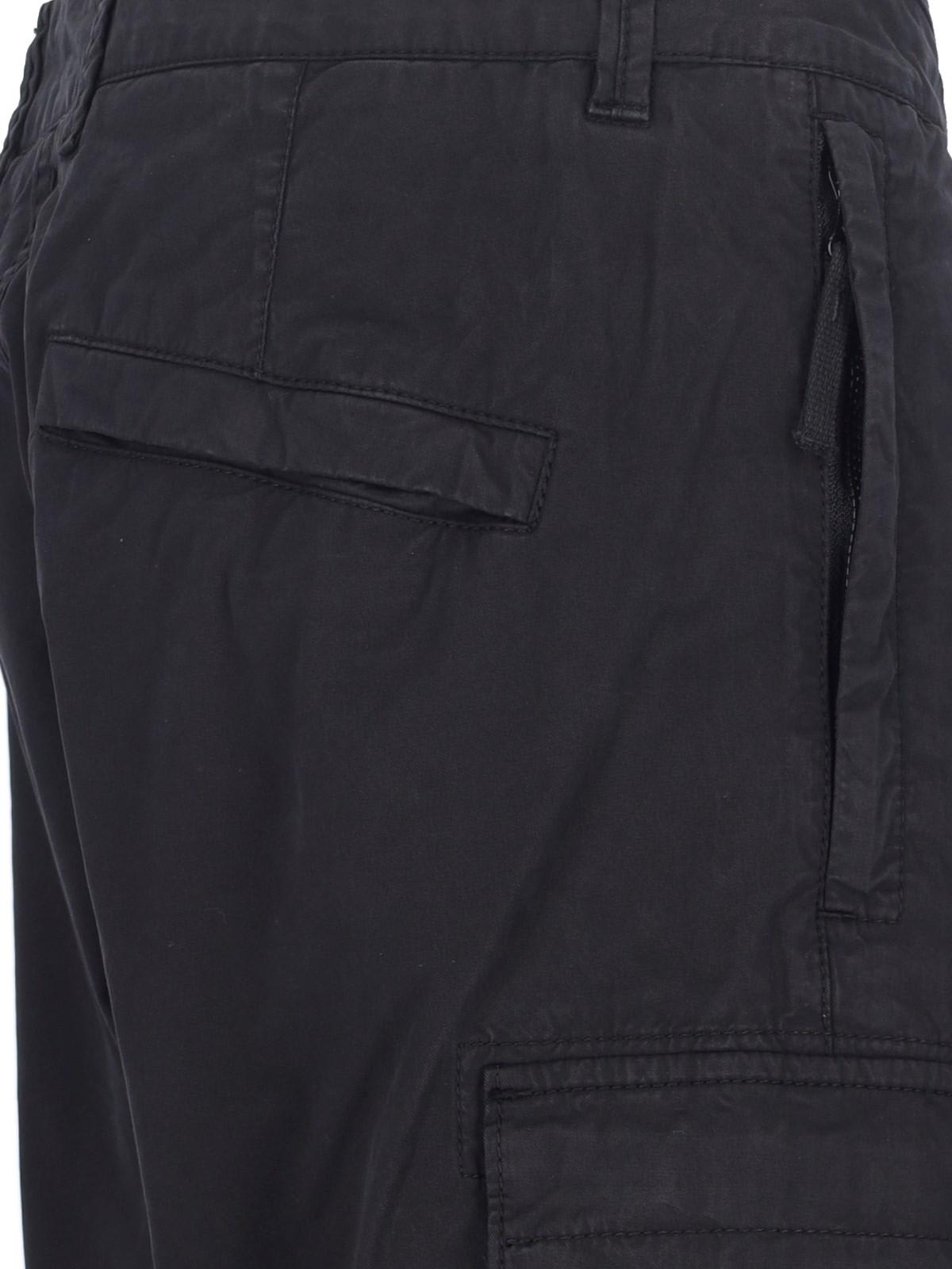 Shop Stone Island Cargo Fitted Trousers In Black