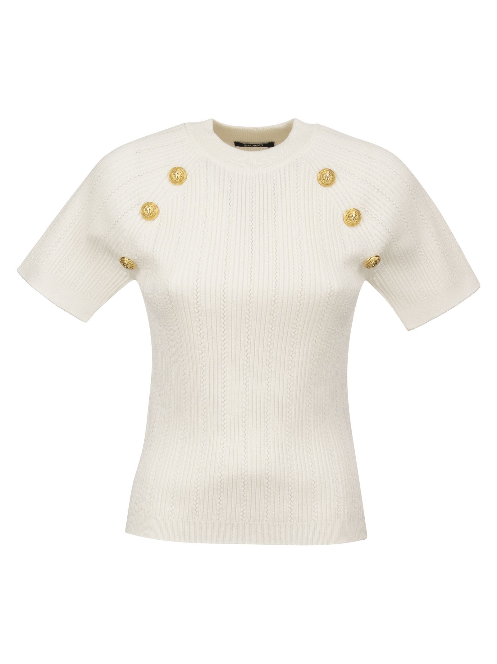 Balmain Eco-design Sweater With Gold Buttons