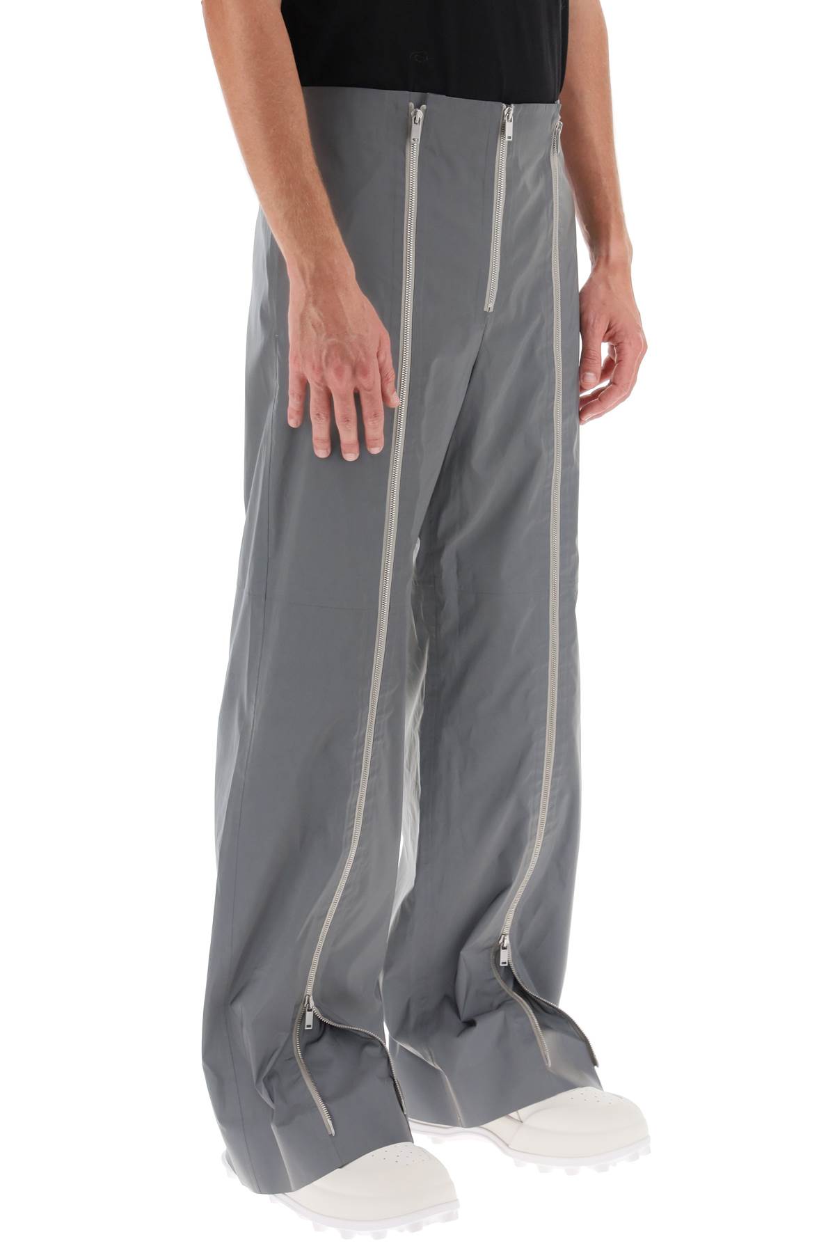 Shop Jil Sander Pants In Reflective Fabric In Stormy Sea (grey)