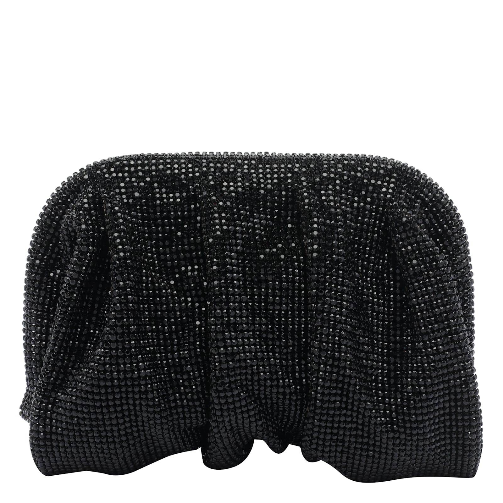 Benedetta Bruzziches Rhinestone And Satin Venus La Petite James Bond Pochette In Black