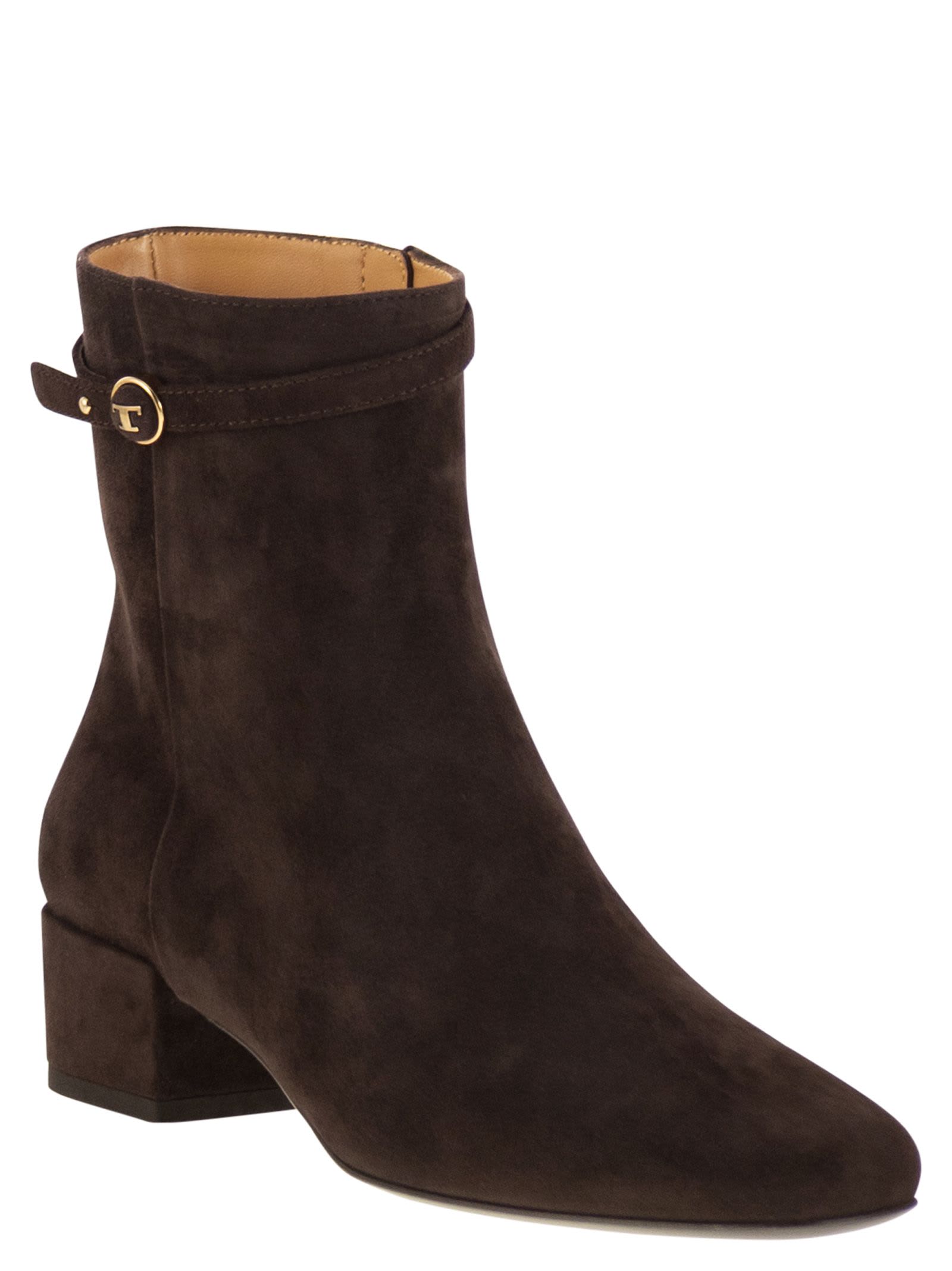 Tod's Suede Ankle Boots In Brown