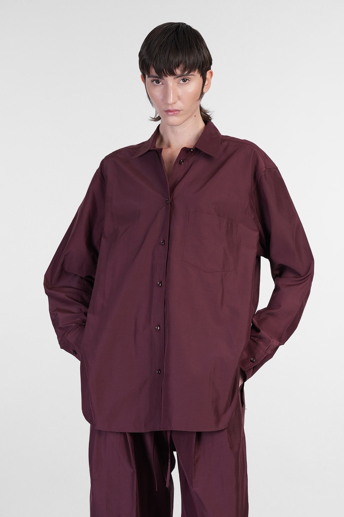 Georgiana Shirt In Bordeaux Polyester