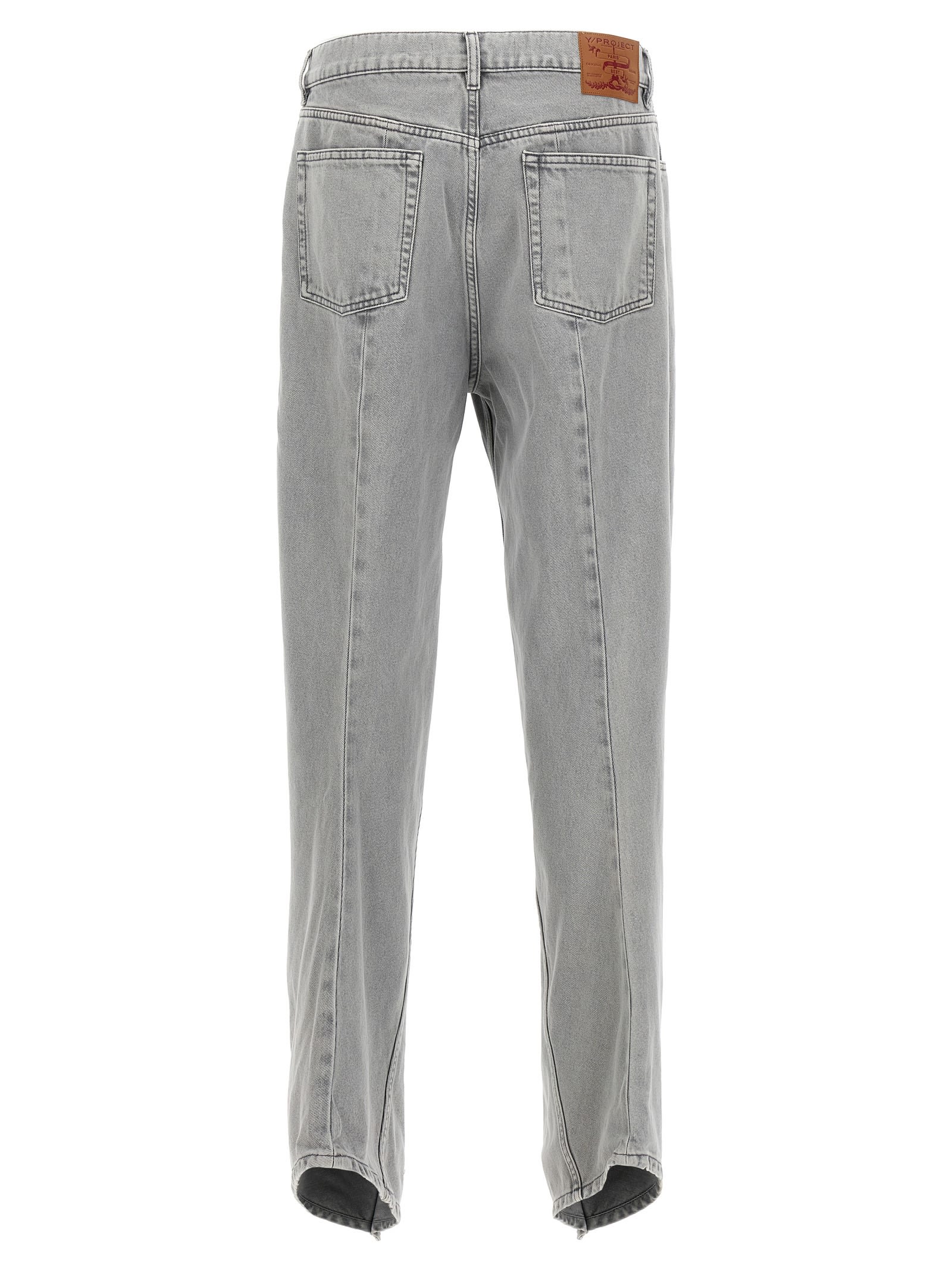 Y/project Trousers Denim Banana Pockets In Gray