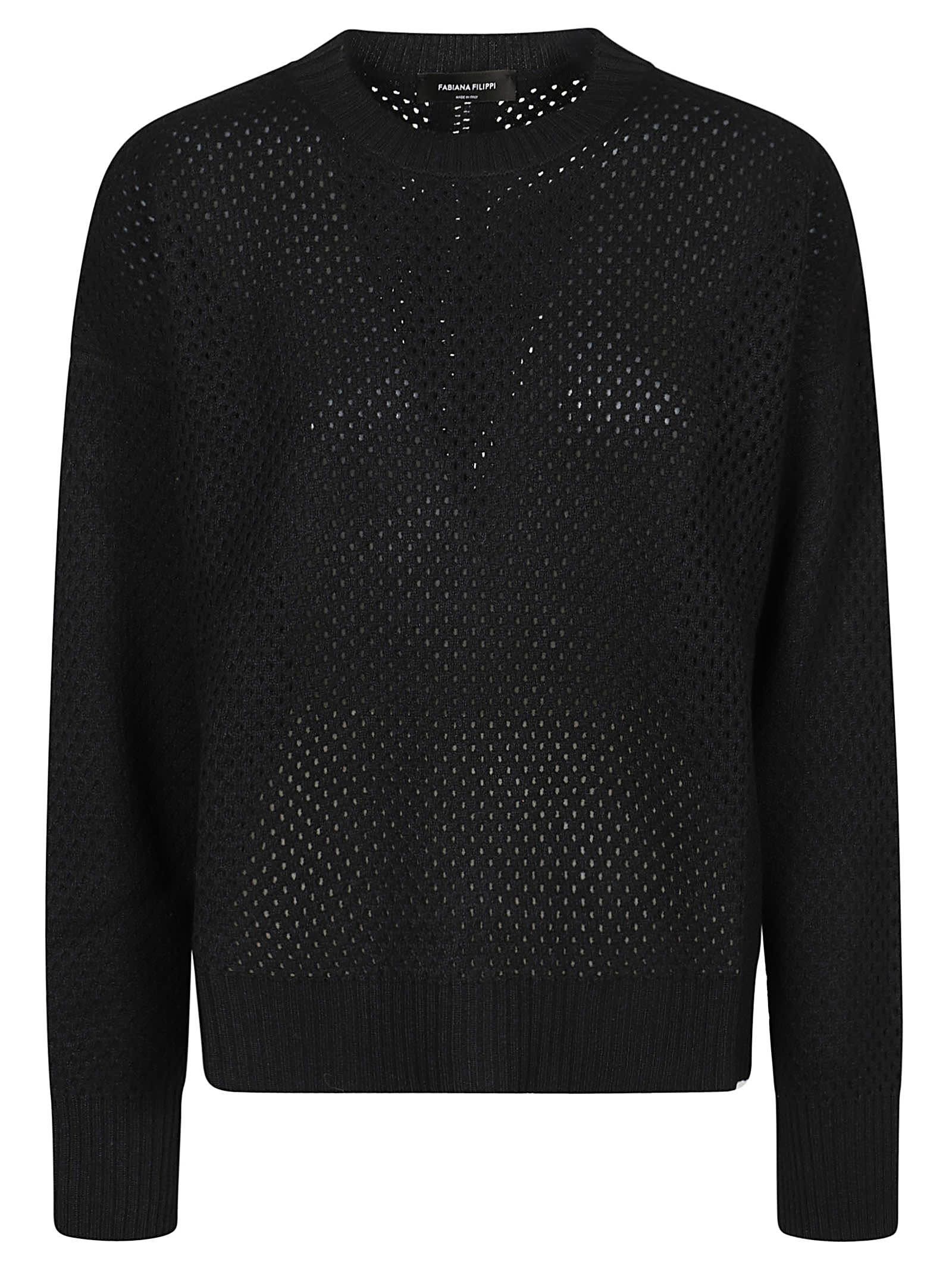 Shop Fabiana Filippi Round Neck Sweater In Nero