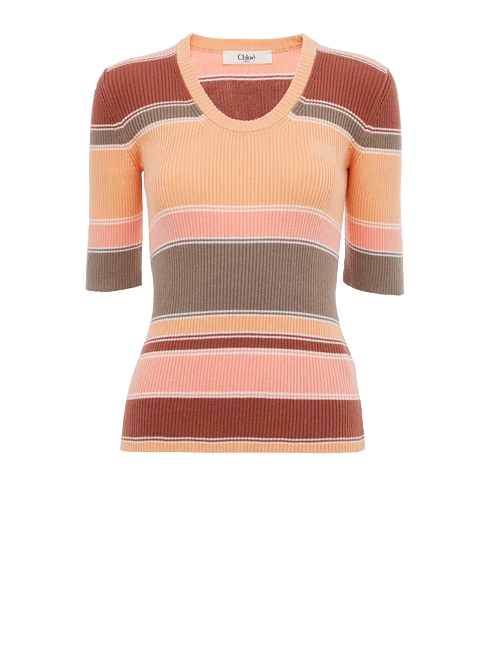 Chloé Multicolor Orange Cotton Sweater In Multi