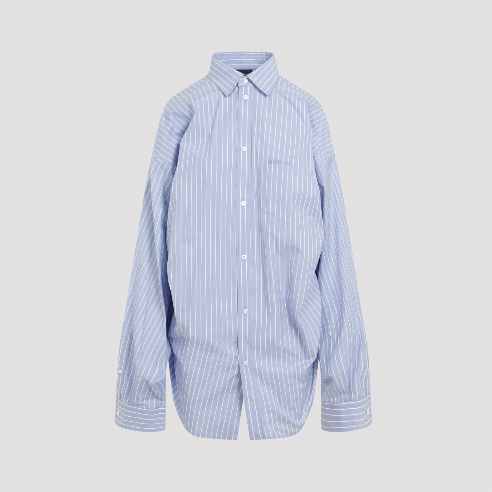 Shop Balenciaga Asymmetric Shirt In Sky Blue White