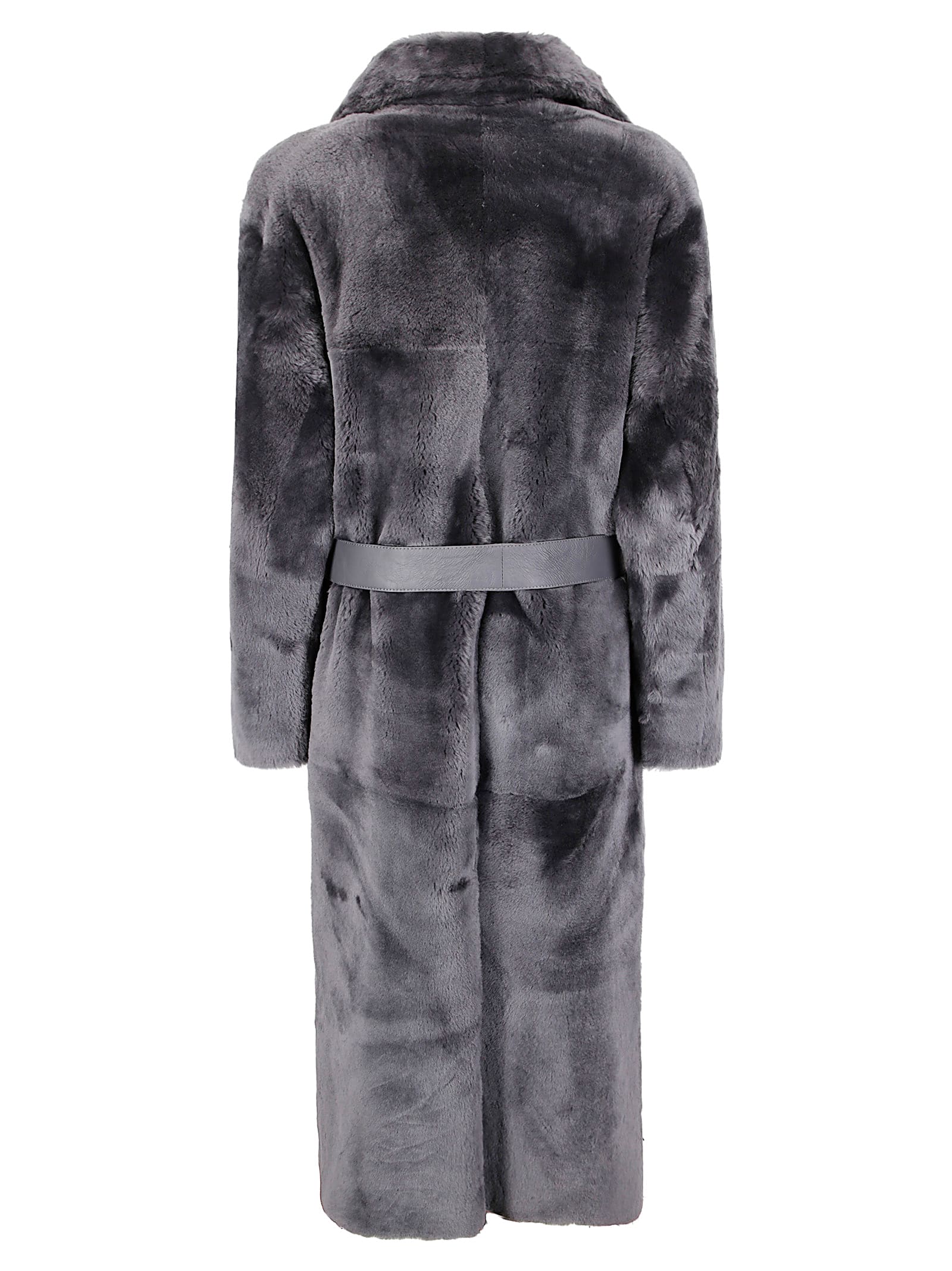 Desa 1972 Reversible Shearling Robe Coat In Brown