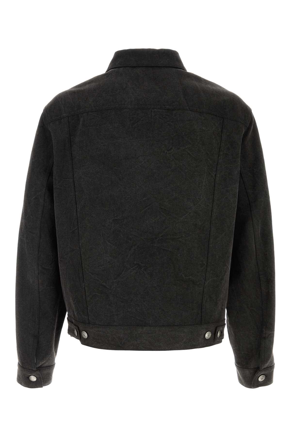 Alexander Mcqueen Denim Jacket With Long Sleeves And Collared Neck In Washedcharcoal