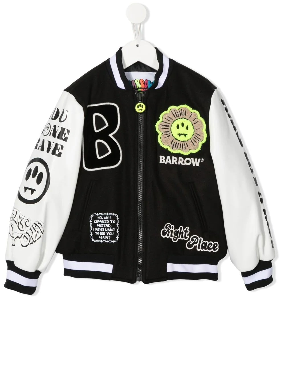 Barrow Kids Black And White Bomber Jacket With Prints