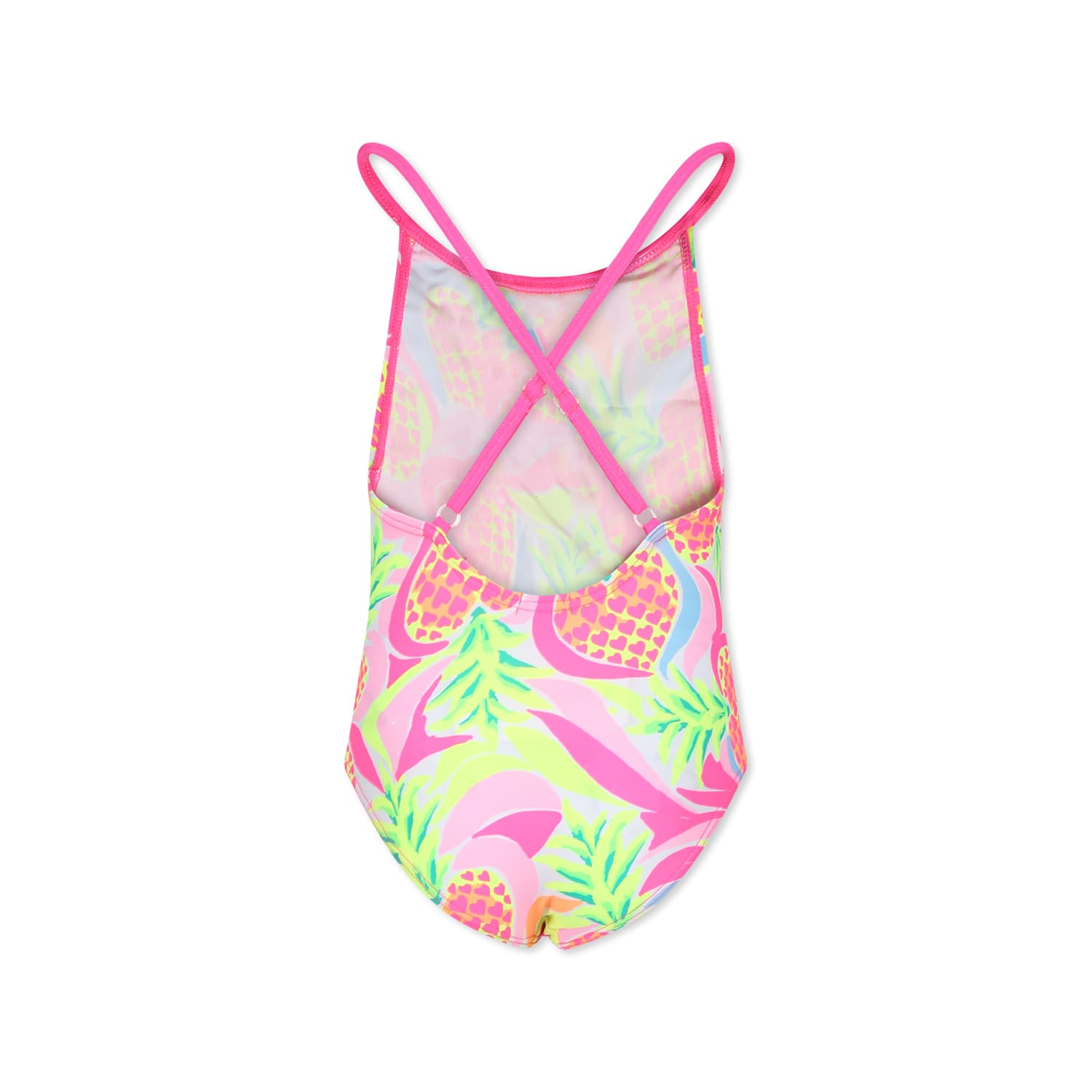 Billieblush Pink Swimsuit For Girl With Pineapple Print In Multicolor