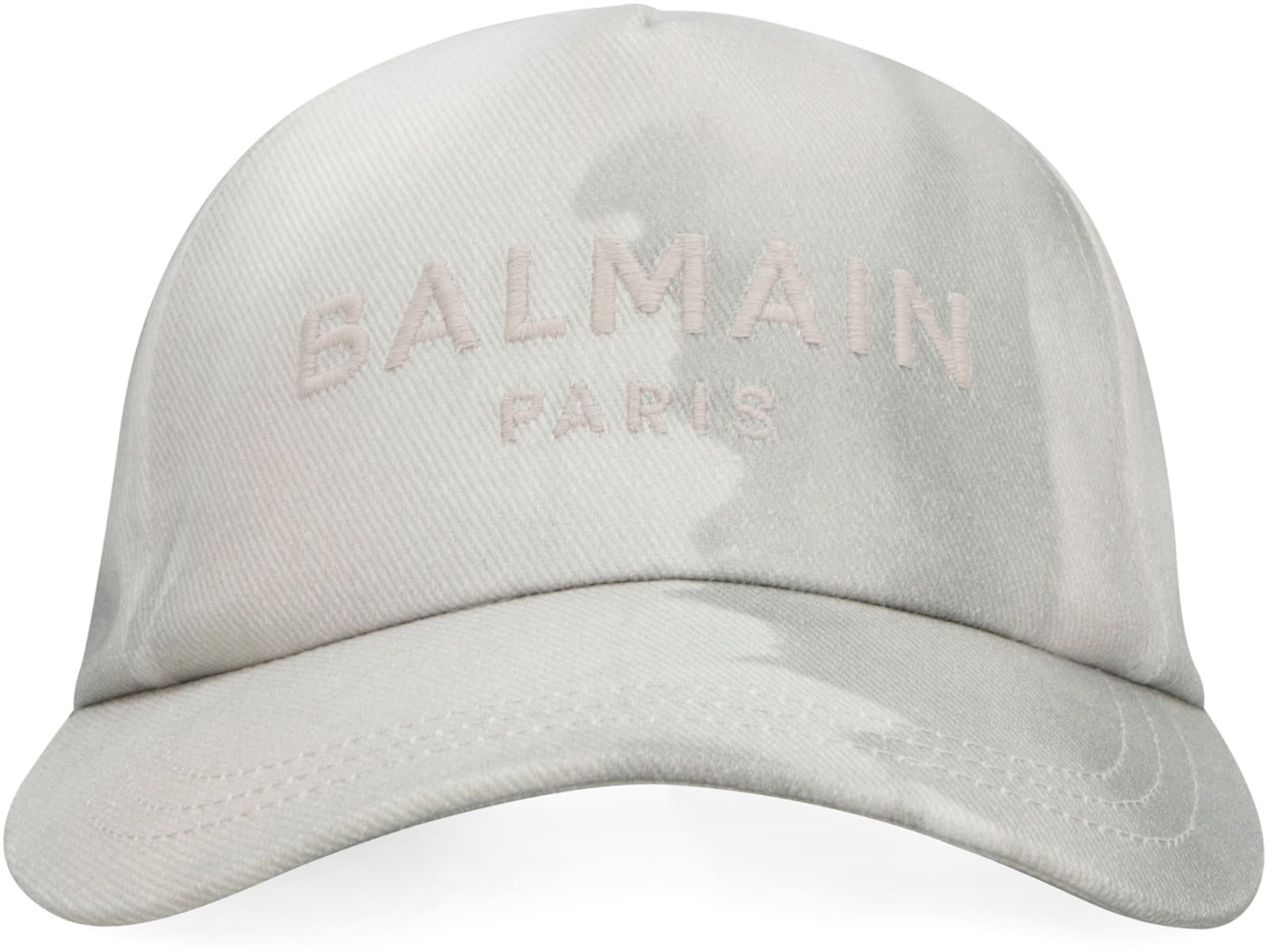 Shop Balmain Logo Baseball Cap In Grey