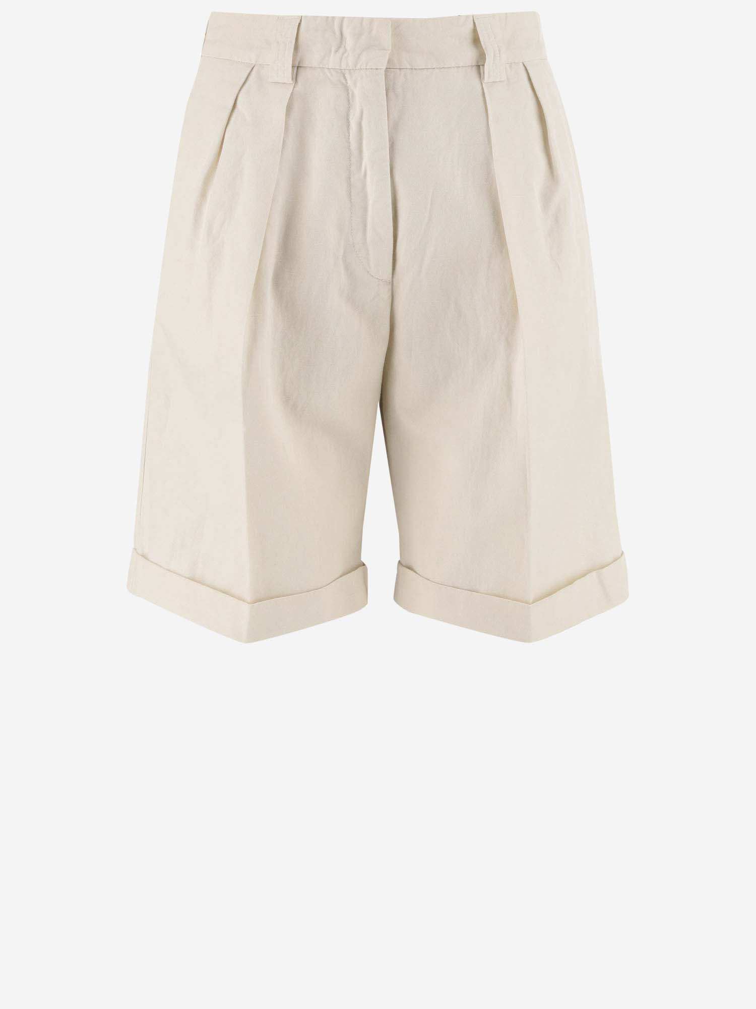 Aspesi Cotton And Linen Short Pants In Natural