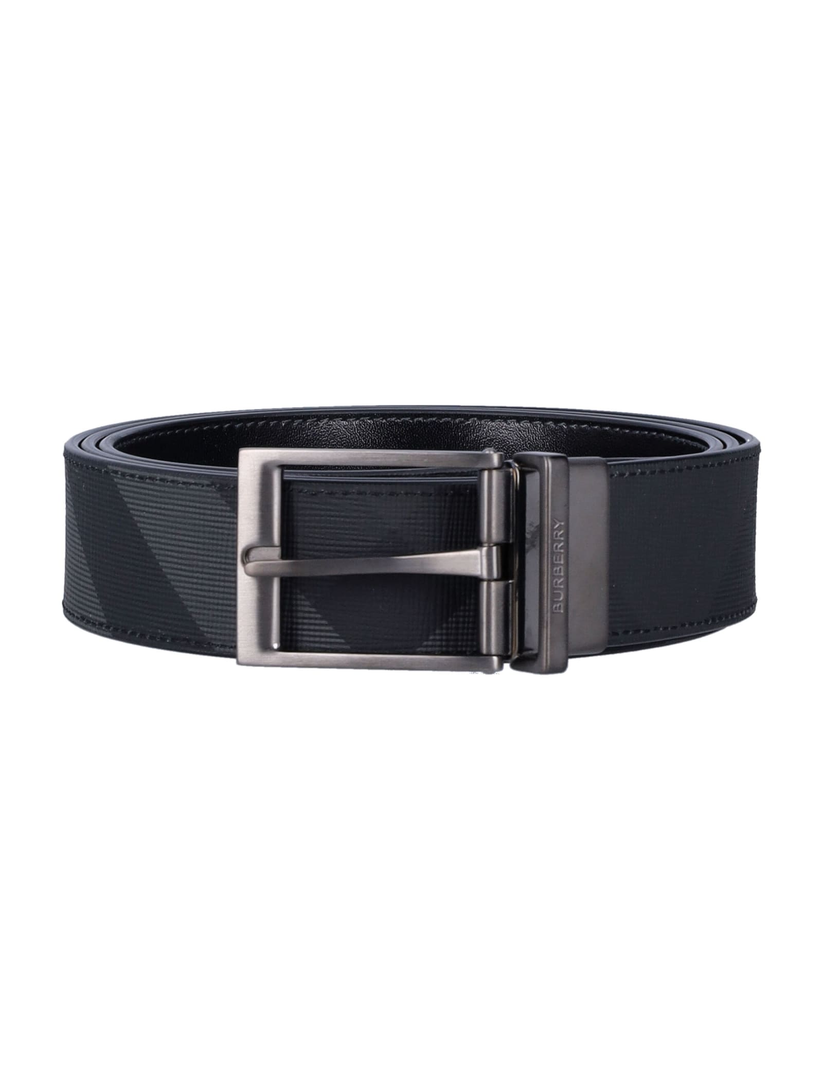 Shop Burberry Mb Louis Reversible Belt In Charcoal/graphite