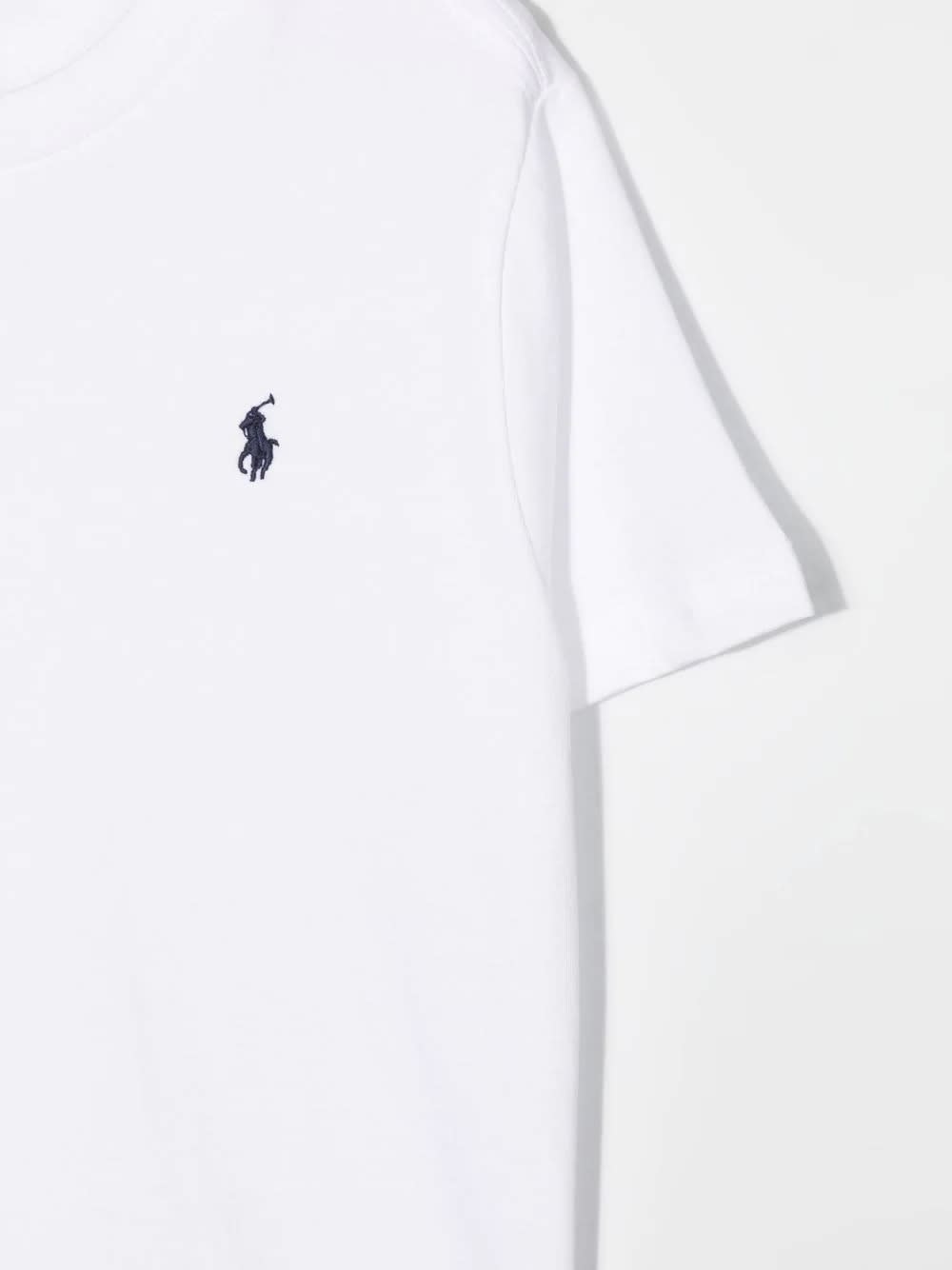 Shop Ralph Lauren White T-shirt With Navy Blue Pony In Bianco