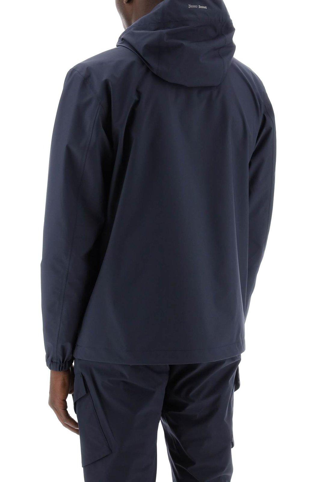 Shop Herno Zip-up Long-sleeved Jacket In Blu (blue)