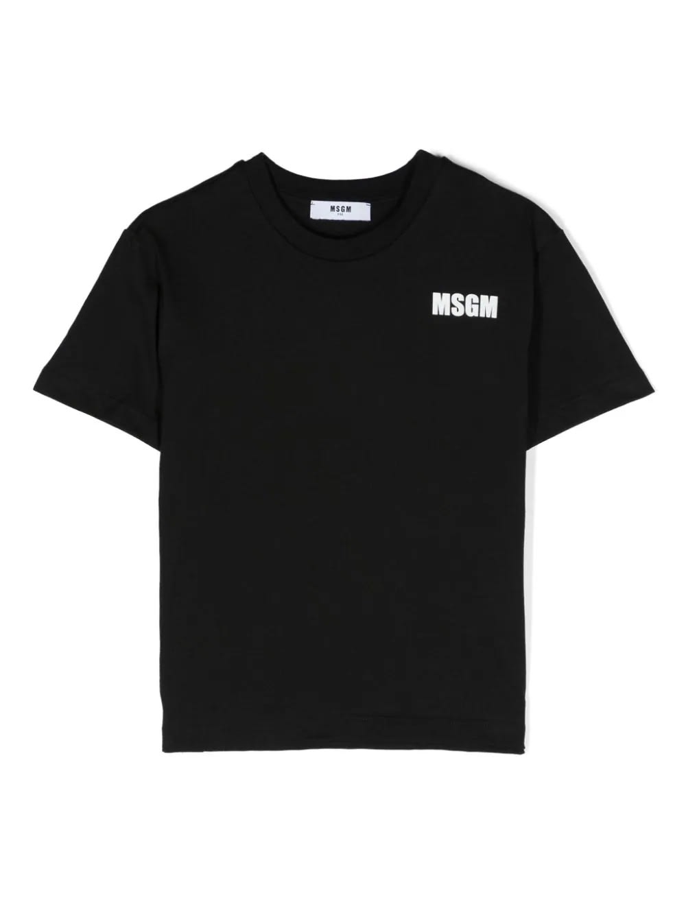Msgm Kids' Black T-shirt With Front And Back Logo In Nero