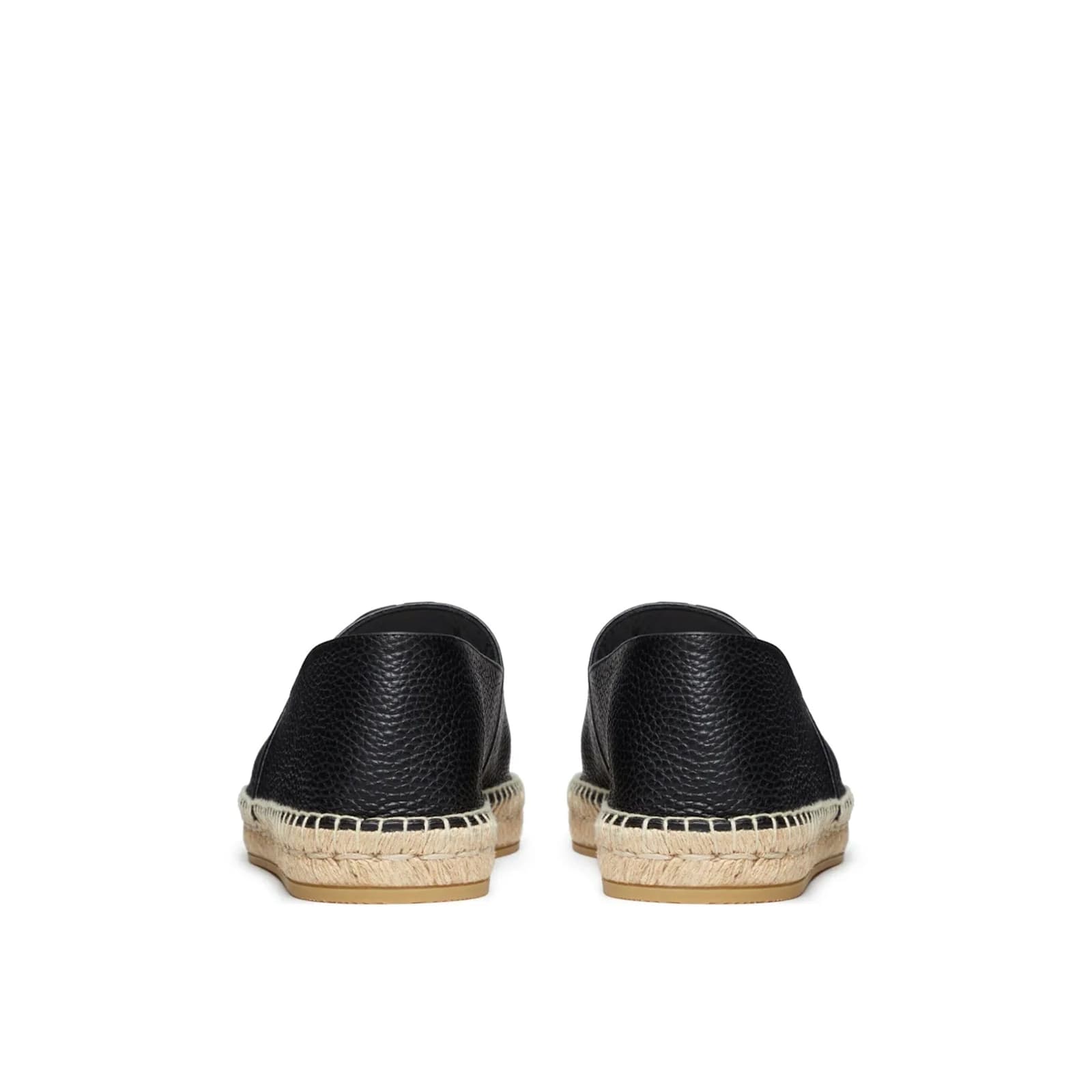 Valentino Garavani Palm Avenue Leather Espadrille Loafers In Black