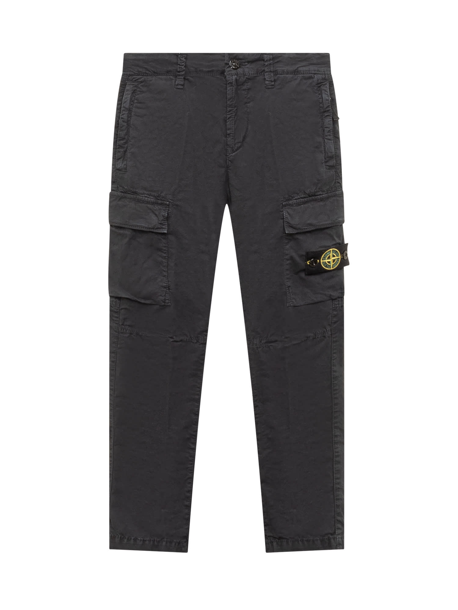 Shop Stone Island Junior Tapered Badge Pants In Navy Blue