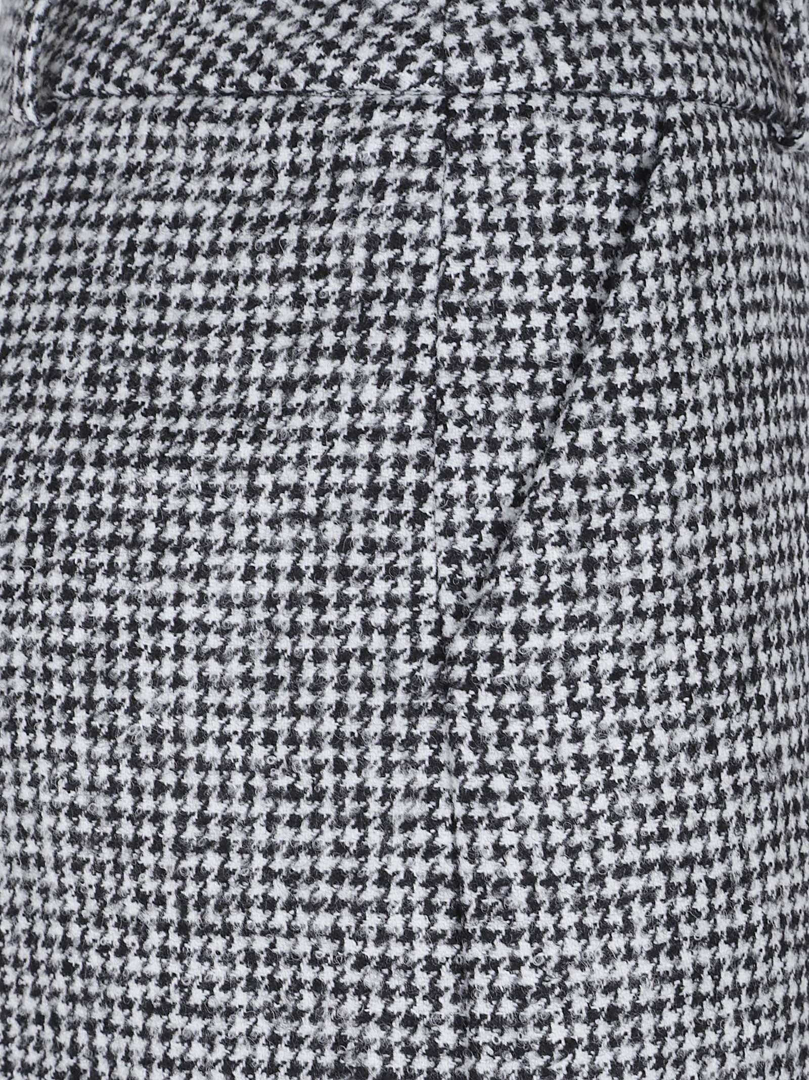 Ermanno Scervino Houndstooth Sheath Longuette Skirt With Back Split In Gray