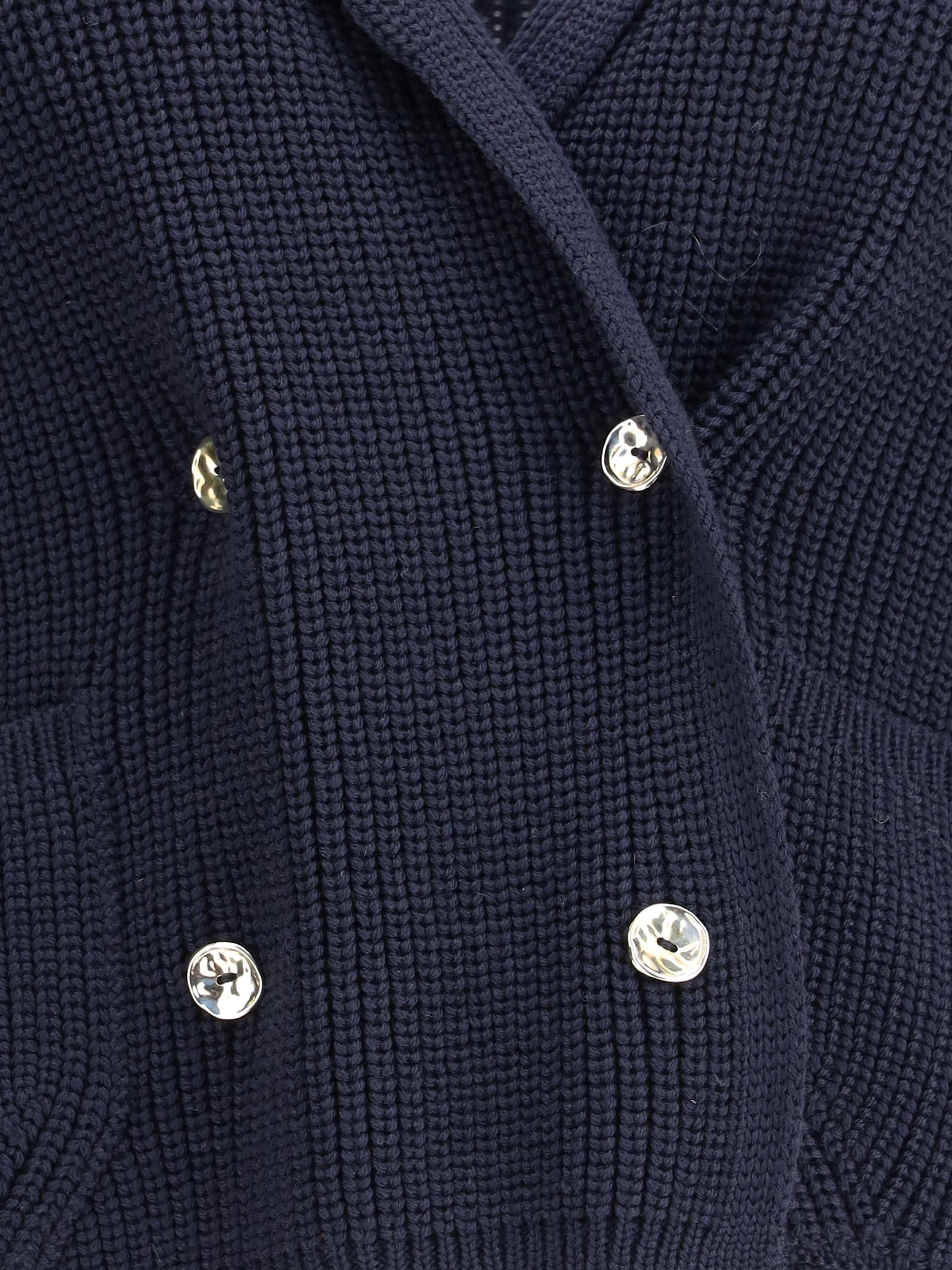 Ella Short Cardigan With Hook-and-eye Closure In Blue