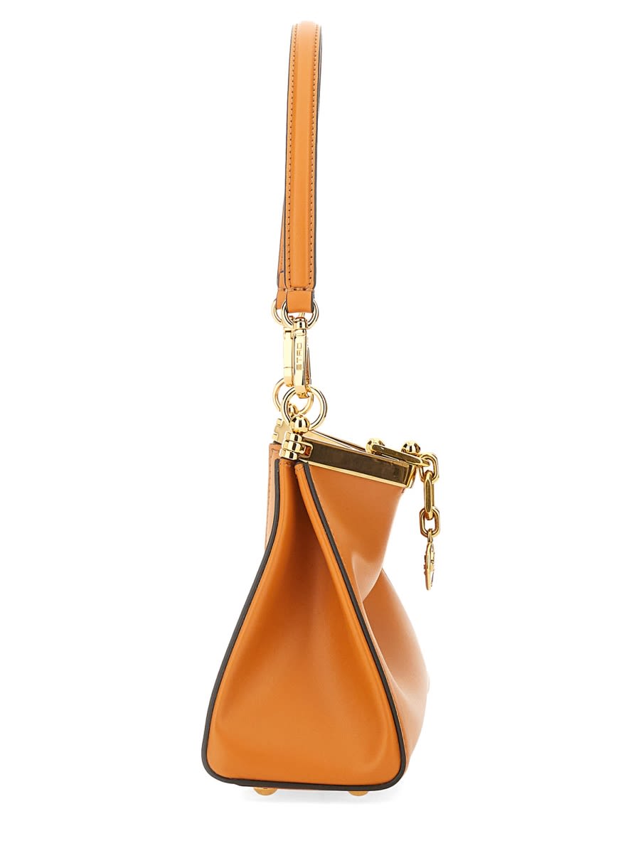 Etro Small Vela Leather Shoulder Bag In Orange
